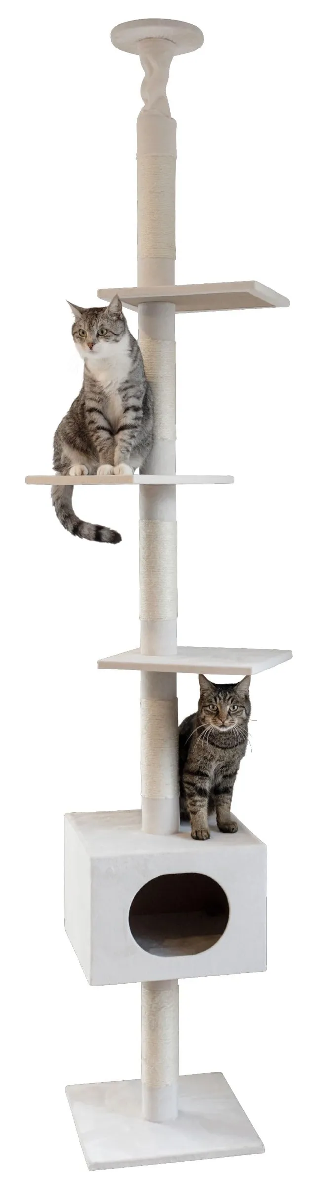 kerbl-arbre-chat-ferdi-blanc-38-x-38-x-240-260-cm-avec-fixation-plafond image 1
