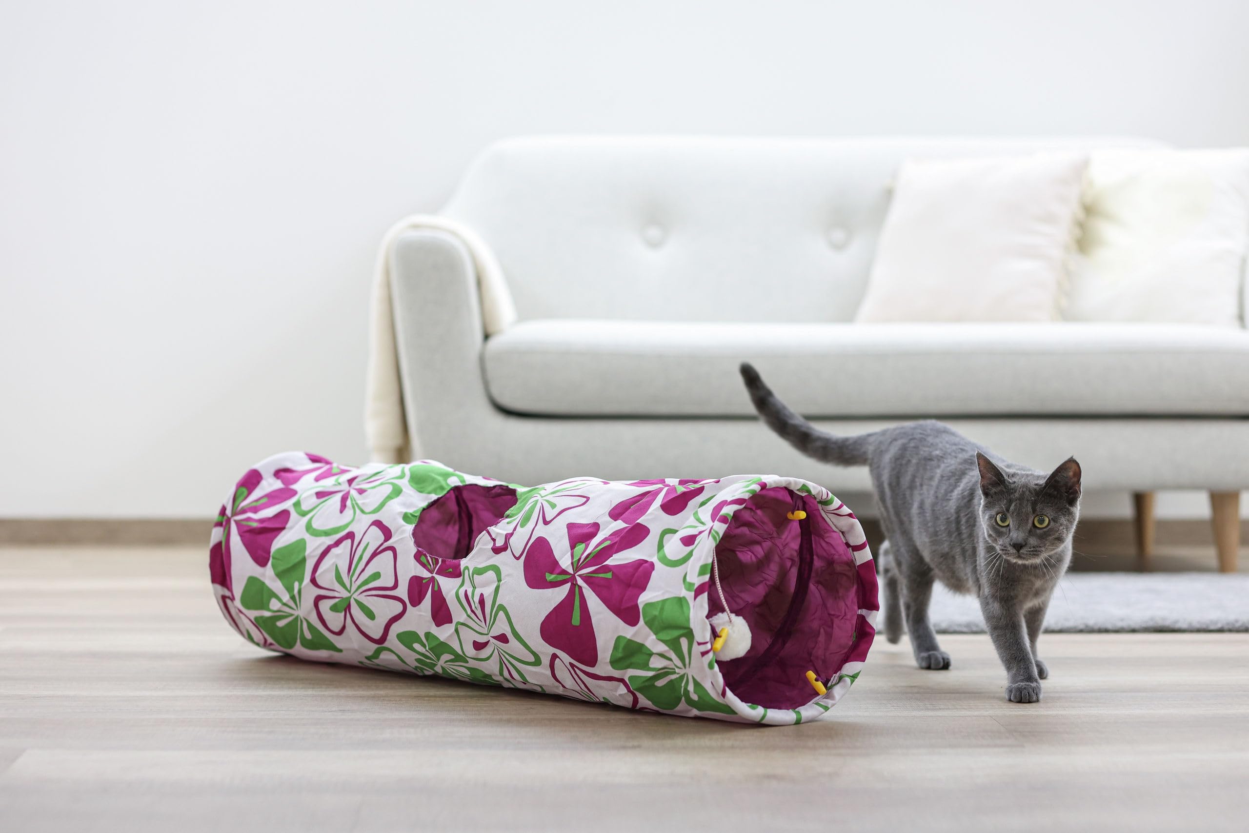 kerbl-tunnel-pour-chat-flower-multicolor-nylon-90x25cm image 3