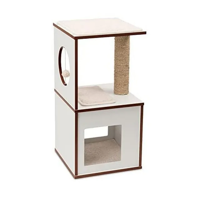catit-vesper-s-arbre-chat-tabouret-blanc-avec-cube-et-griffoir image 1