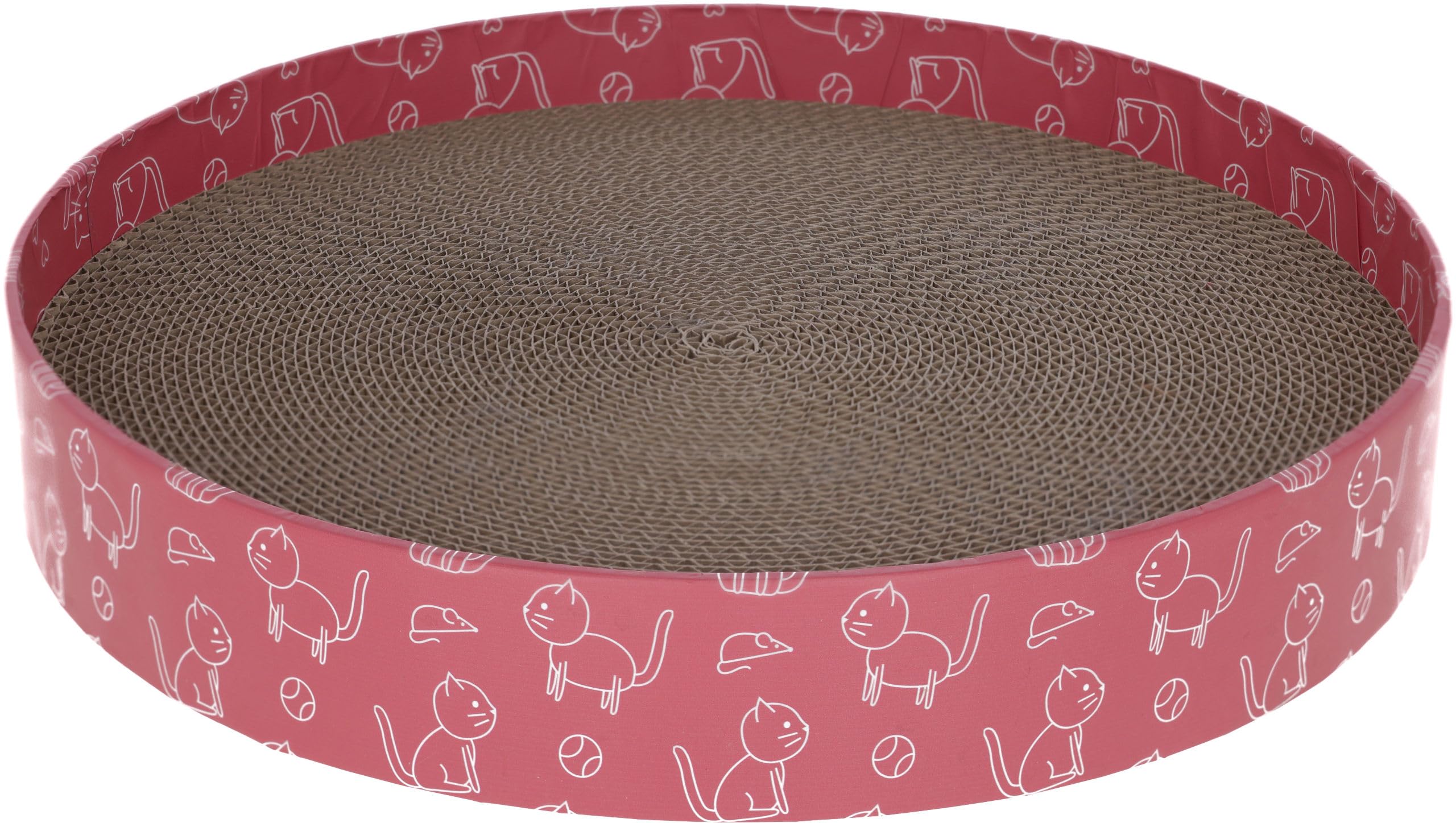 kerbl-pet-circle-griffoir-carton-ondul-recycl-rose-34-x-5-5-cm-avec-herbe-chat image 1