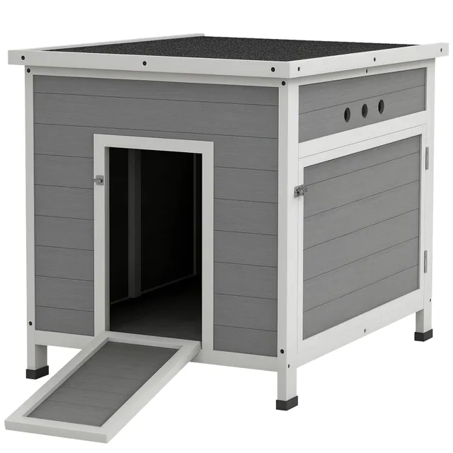 pawhut-maison-canards-bois-2-4-canards-double-porte-gris-clair image 1