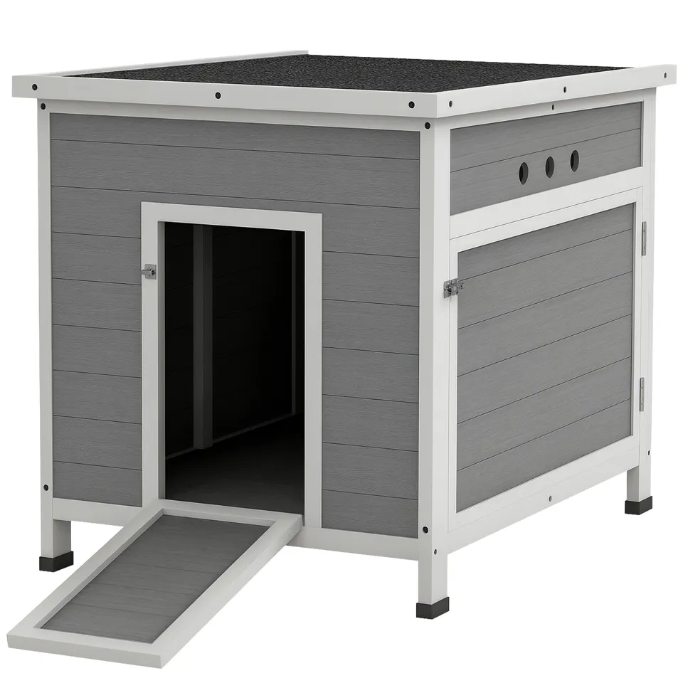 pawhut-maison-canards-bois-2-4-canards-double-porte-gris-clair image 1