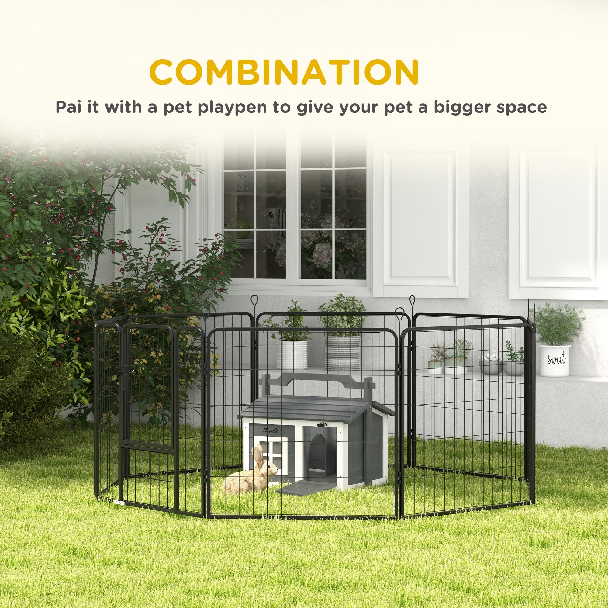 pawhut-clapier-cage-2-pi-ces-cochons-d-inde-lapins-bois-gris image 7