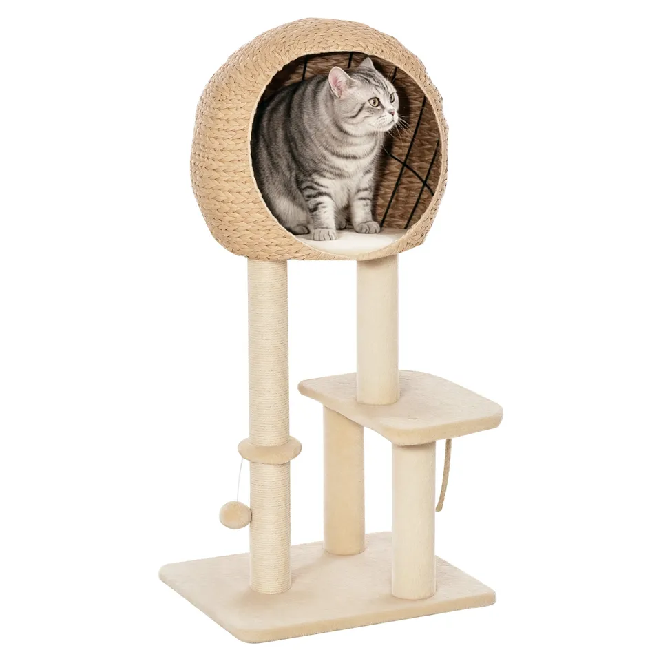 pawhut-arbre-chat-multi-niveaux-39-avec-grattoir-en-sisal-et-condo image 1