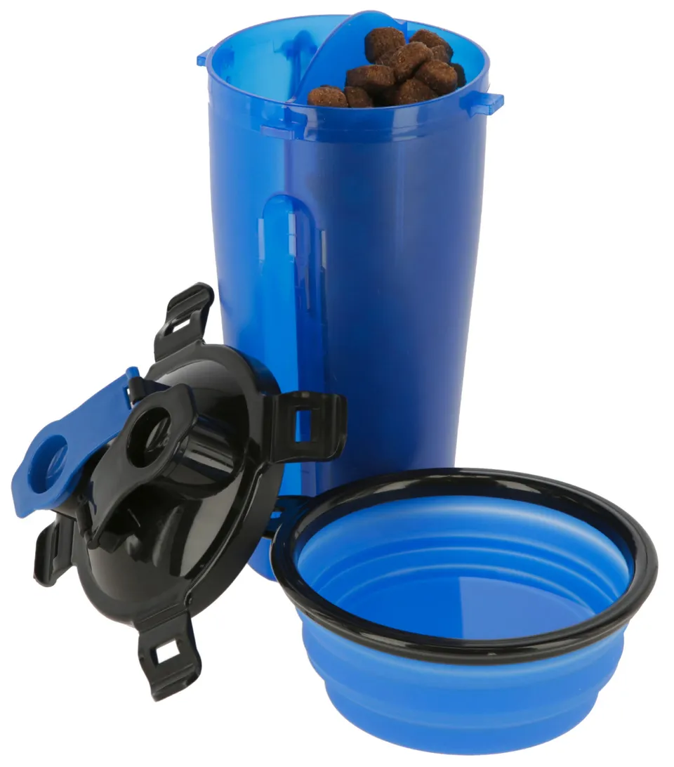 kerbl-pet-bo-te-alimentaire-et-eau-2x350-ml-bleu-noir-avec-gamelle-silicone-250- image 1