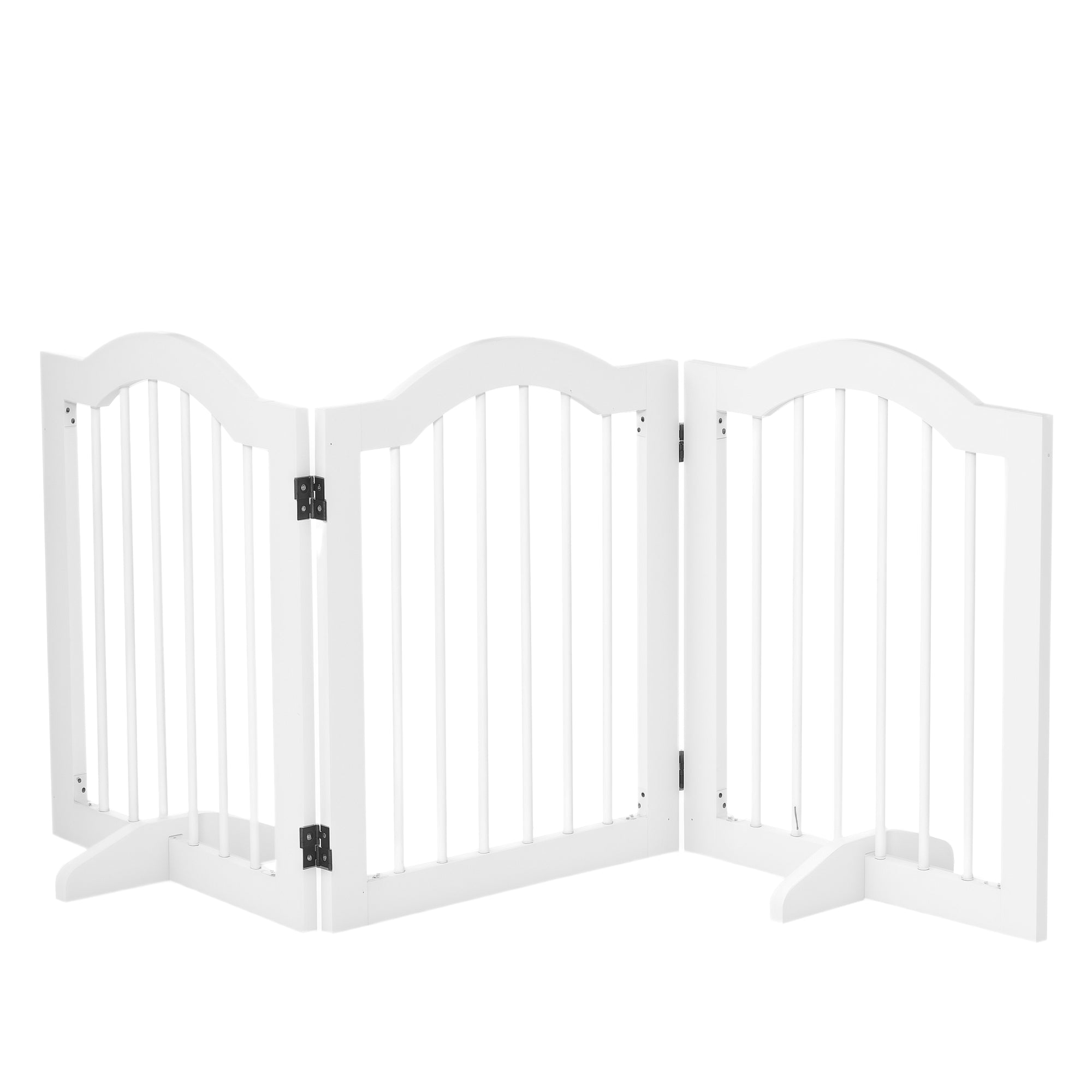 pawhut-barri-re-pour-animaux-autoportante-pliable-en-bois-155-cm-blanche image 1