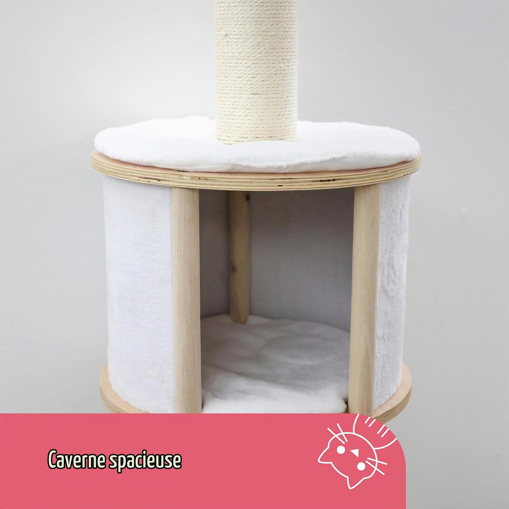 kerbl-pet-arbre-chat-mural-dolomit-blanc-168-cm-bois-sisal-peluche image 5