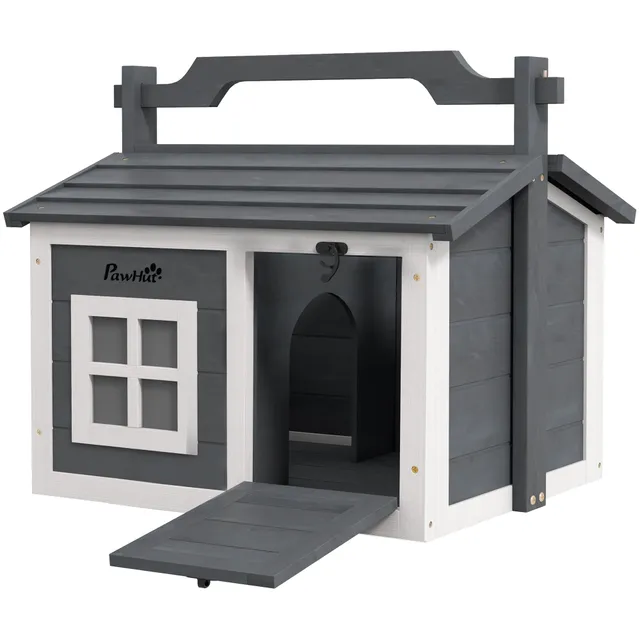 pawhut-clapier-cage-2-pi-ces-cochons-d-inde-lapins-bois-gris image 1