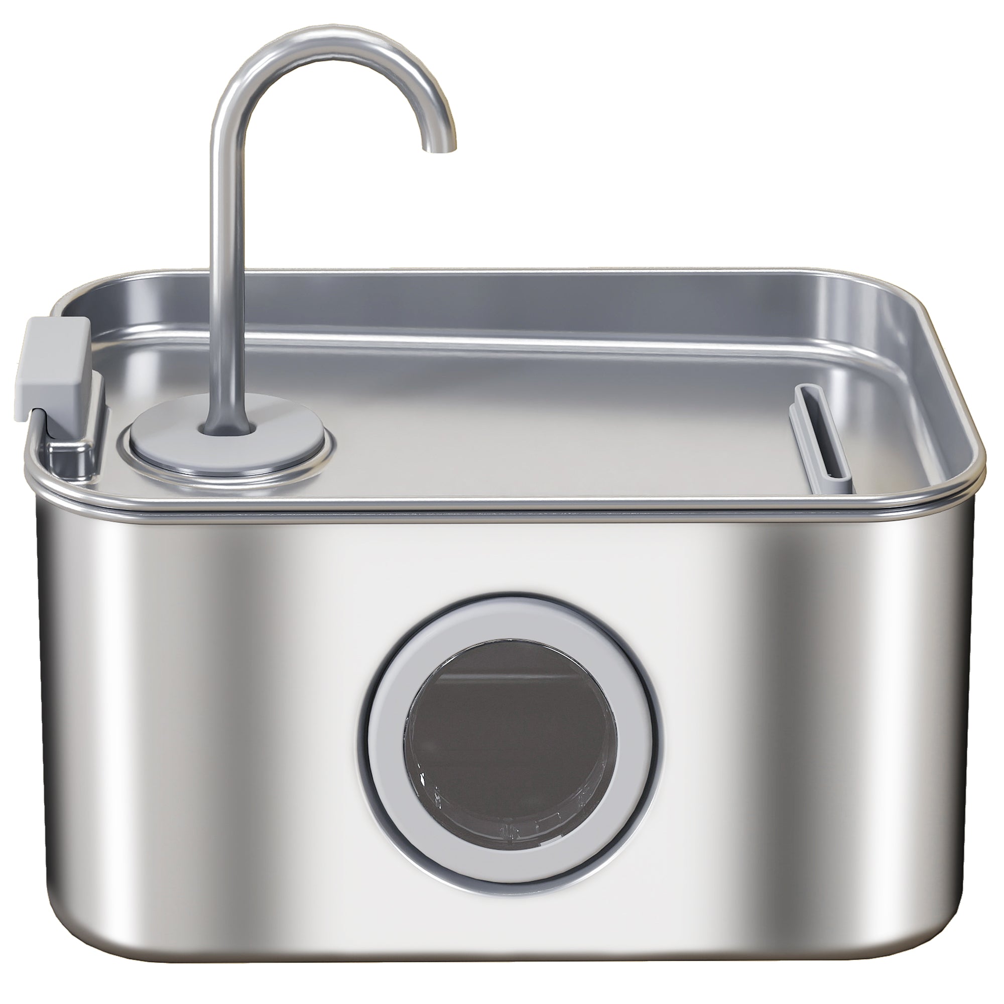 pawhut-fontaine-eau-chat-inox-3-2-l-niveau-visible-pompe-silencieuse image 2