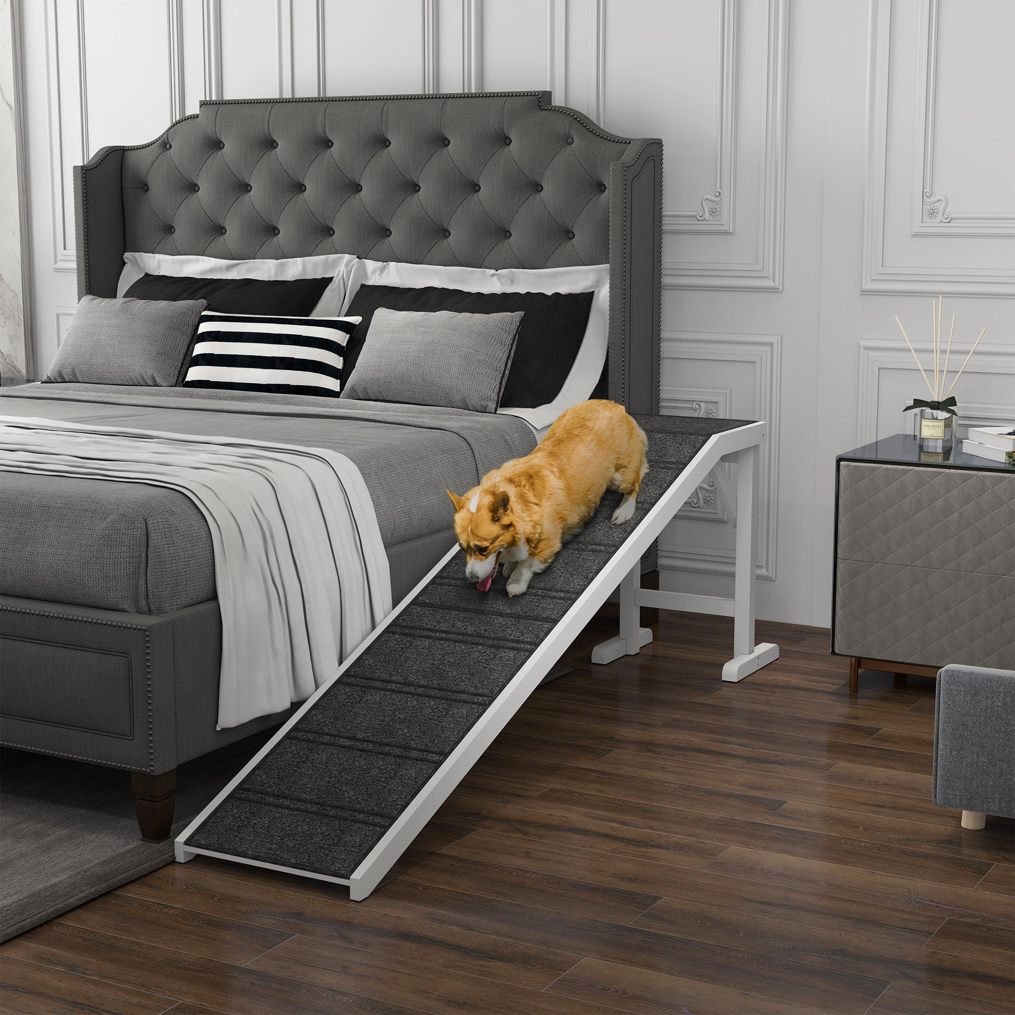 pawhut-rampe-pour-chien-bois-cerisier-pliable-antid-rapante image 4