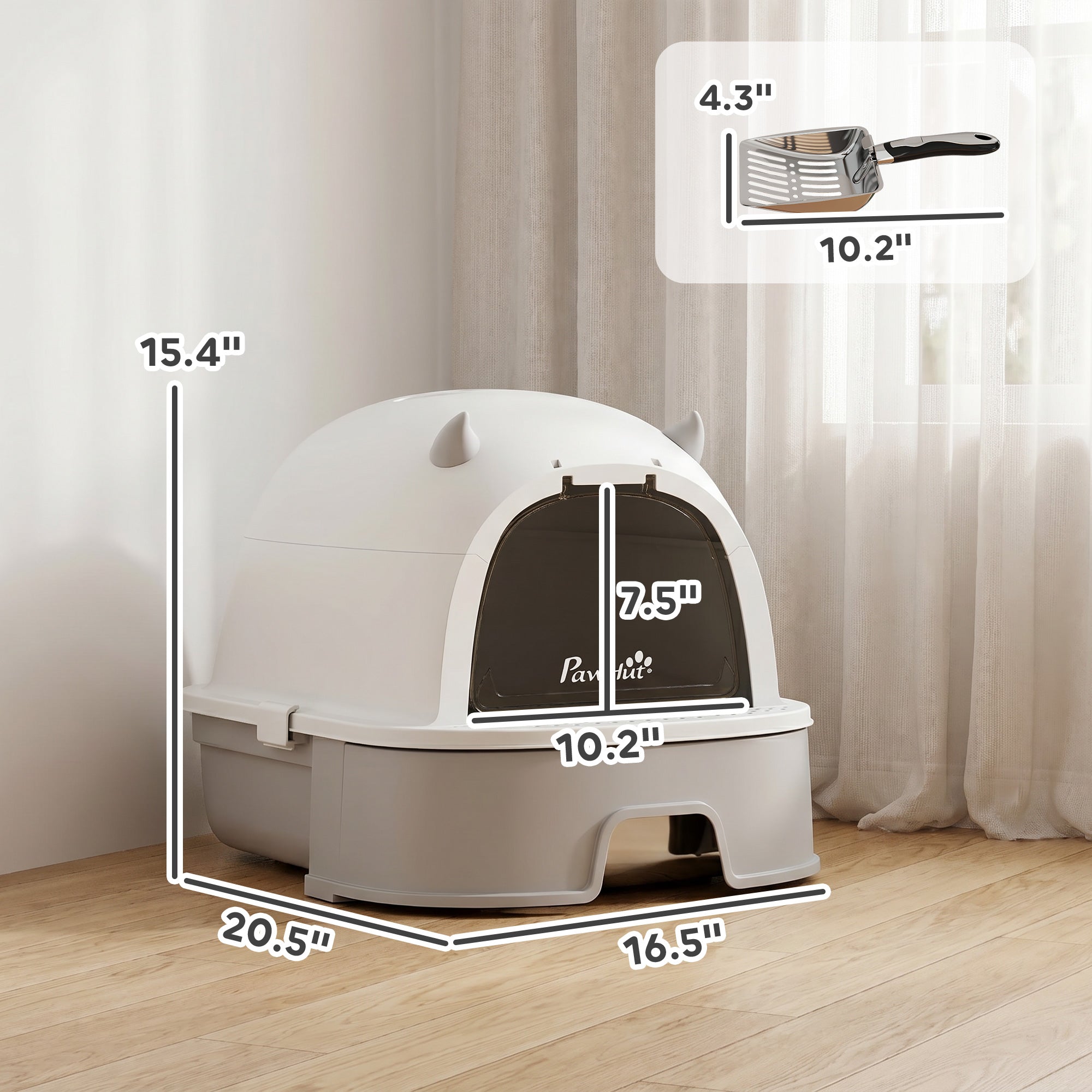 pawhut-bac-liti-re-pour-chat-inox-avec-capot-gris-tiroir-et-filtre-charbon image 5