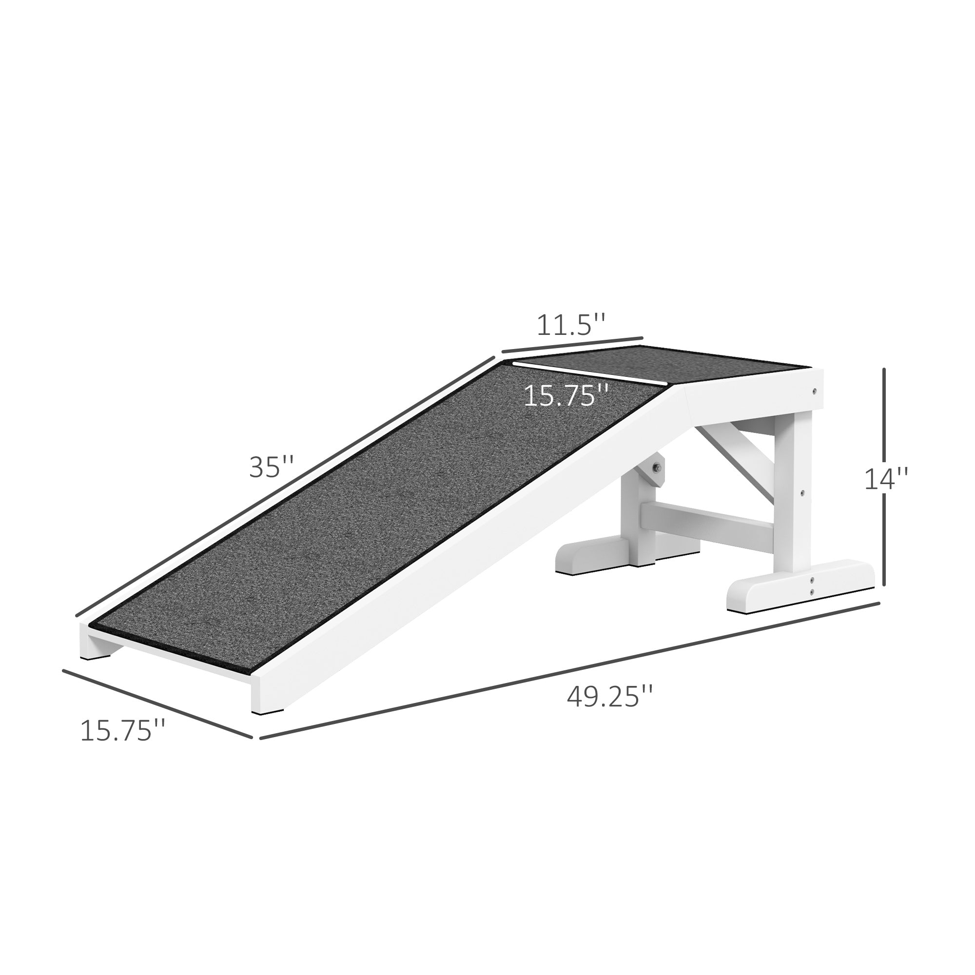 pawhut-rampe-chien-124-cm-pour-lit-avec-tapis-antid-rapant-blanche image 6