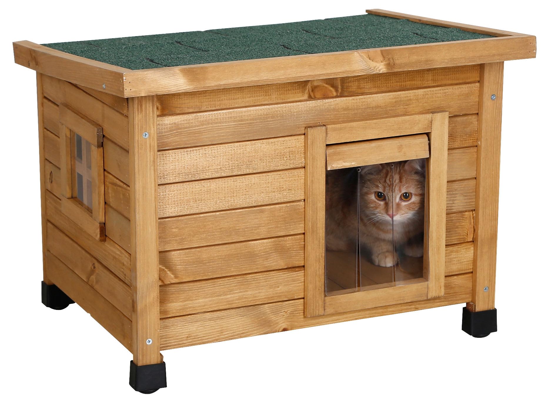 kerbl-rustica-maison-pour-chat-en-bois-57-x-45-x-43-cm-marron-vert image 2