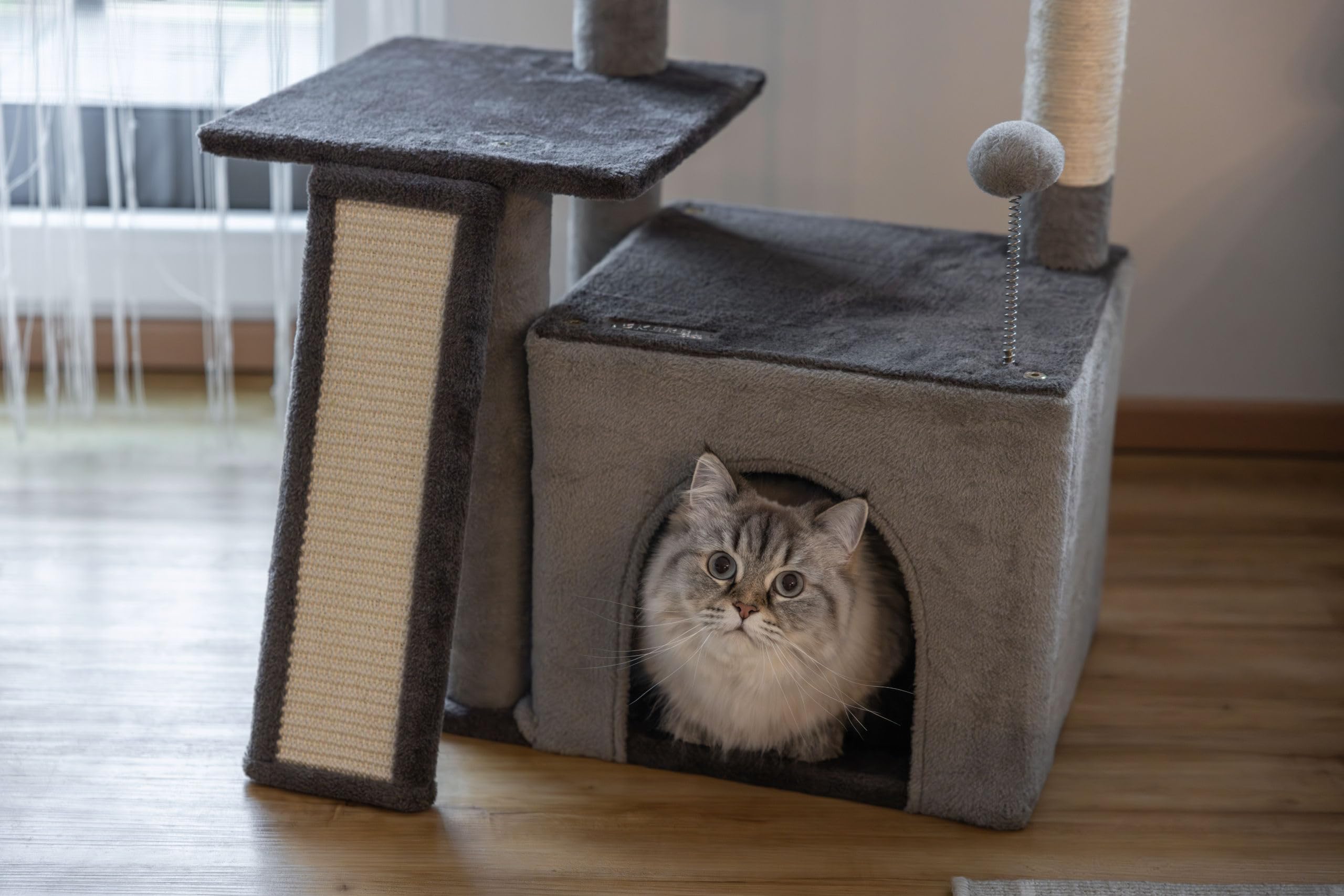 kerbl-rosalie-arbre-chat-gris-76-cm-avec-niche-et-corbeille image 4