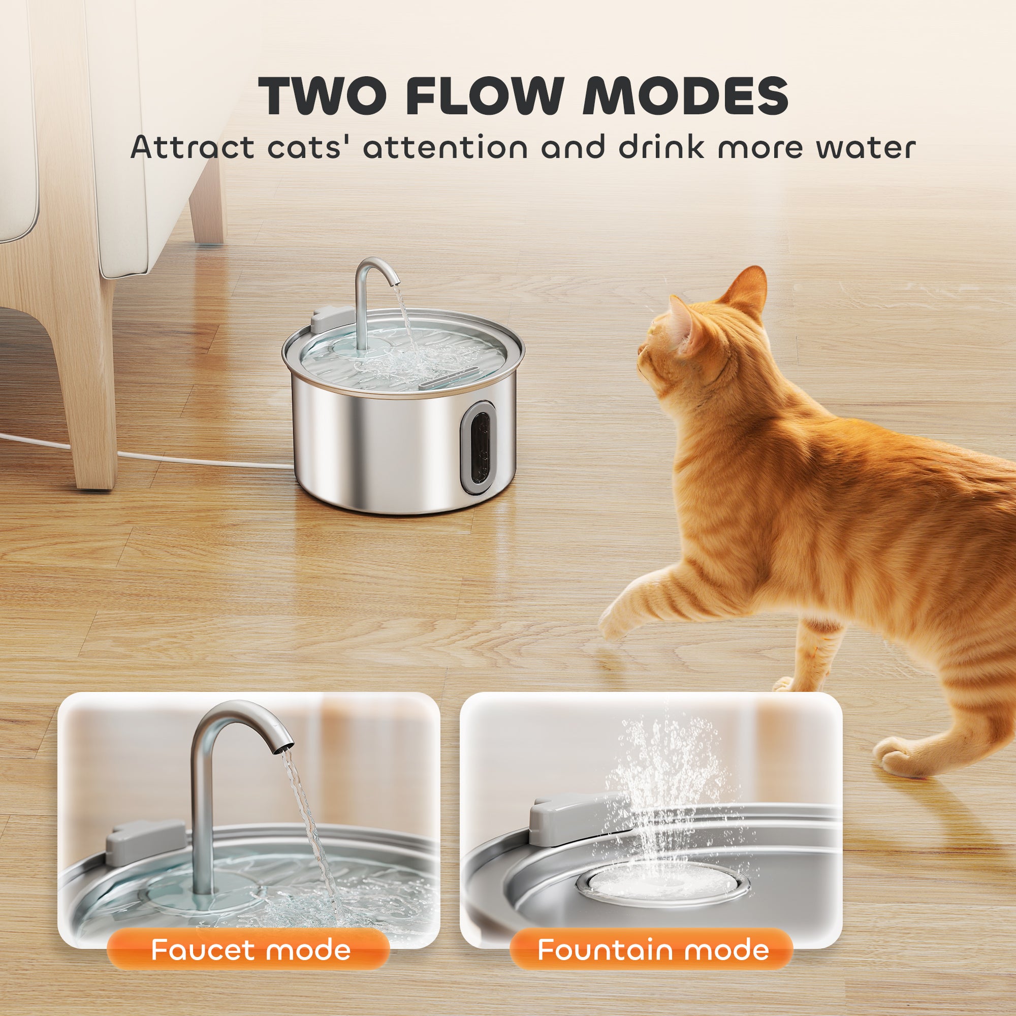 pawhut-fontaine-eau-inox-2-5-l-pour-chat-avec-pompe-silencieuse-et-7-filtres image 7