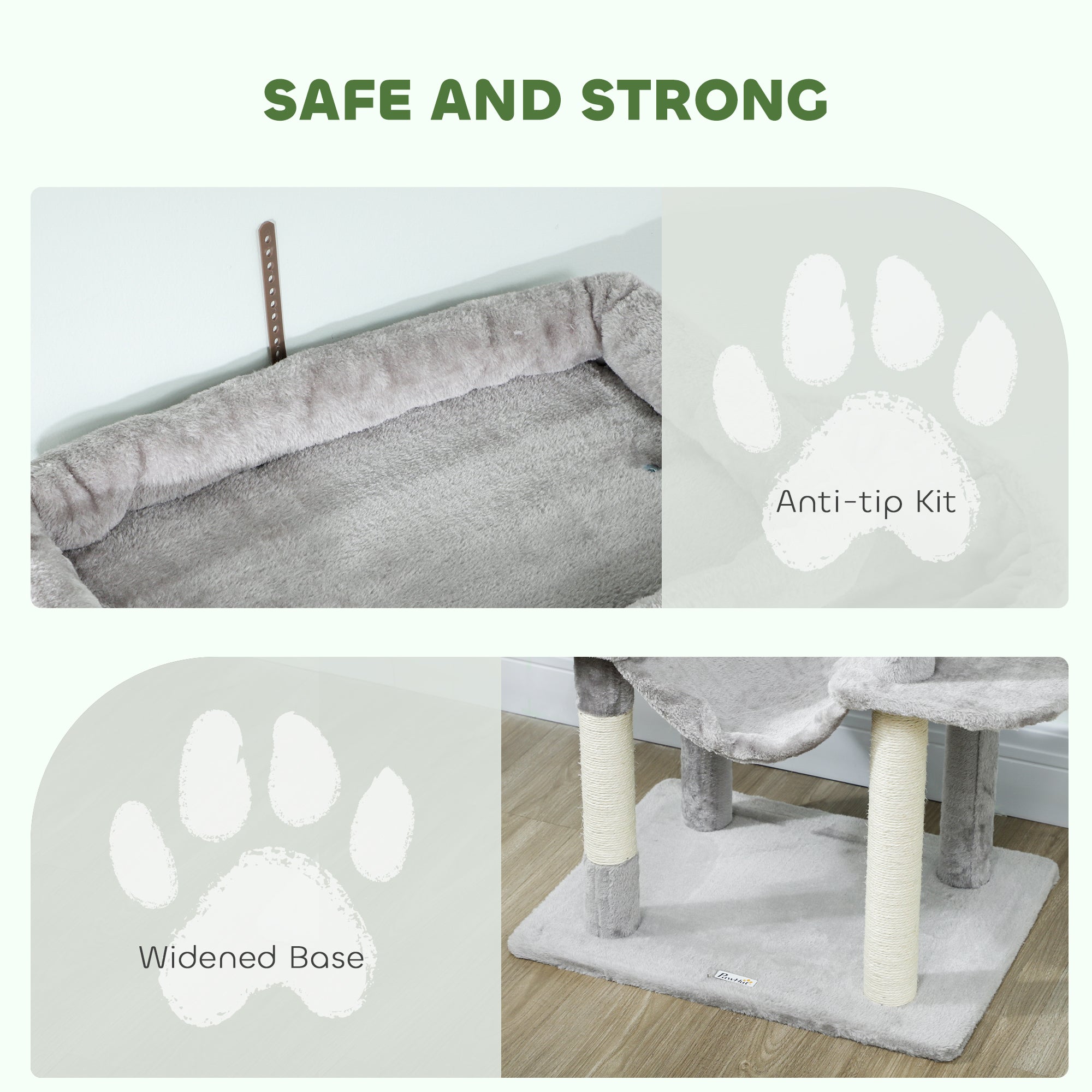 pawhut-arbre-chat-69-175-cm-avec-2-niches-3-hamacs-et-perchoirs-gris-clair image 8