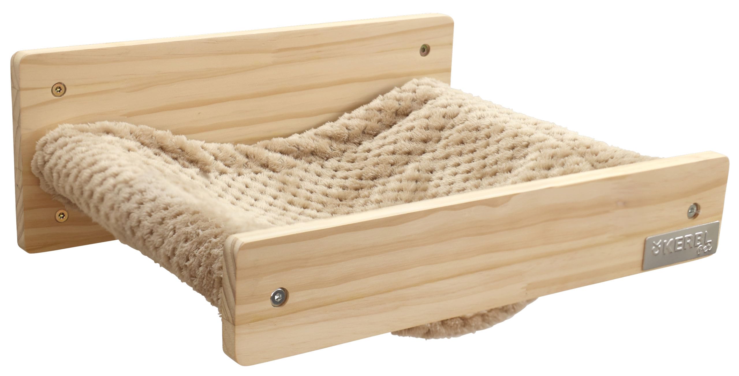 kerbl-pet-hamac-mural-timber-naturel-taupe-38-x-33-5-x-16-cm-bois-et-peluche-pou image 1