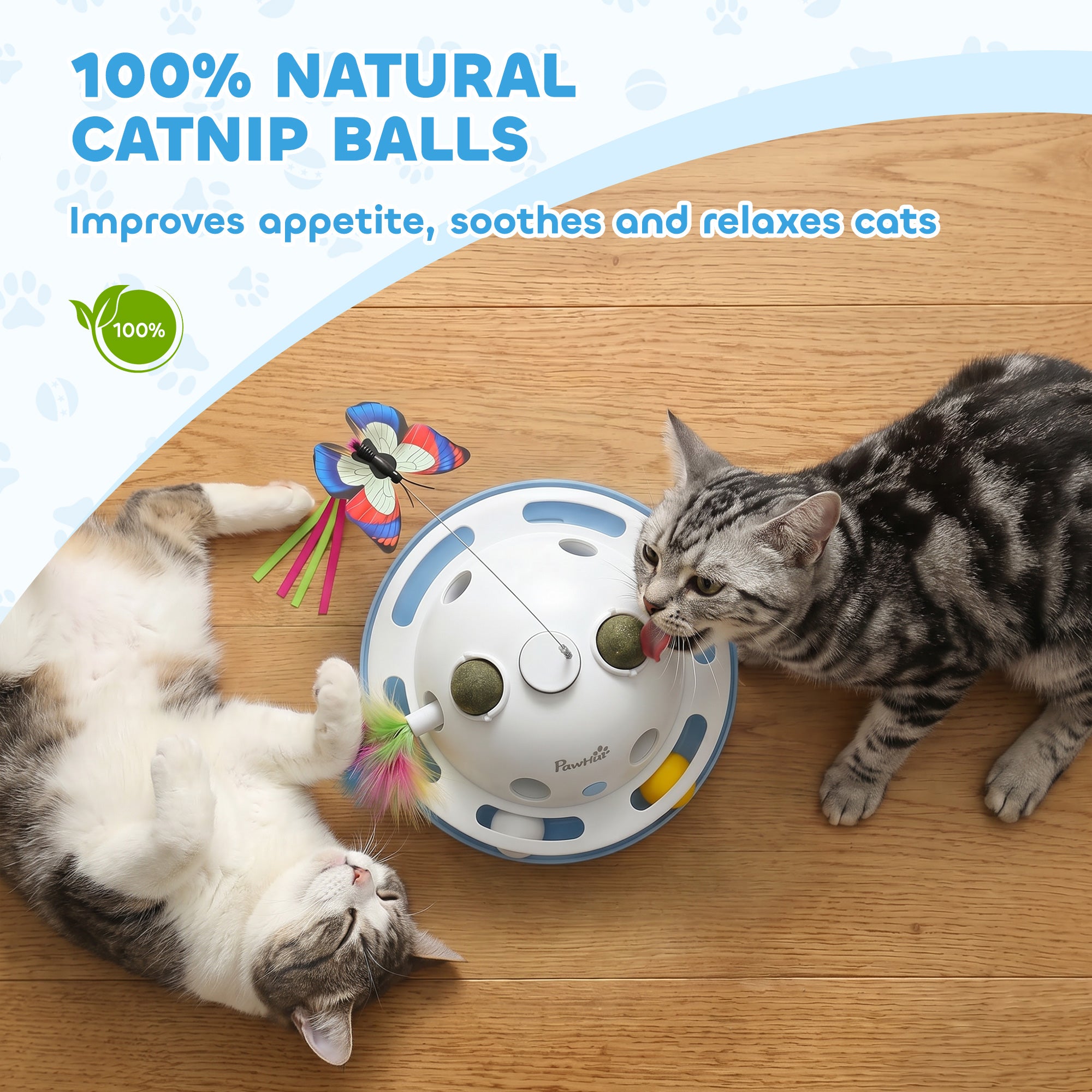 pawhut-jouet-chat-interactif-4-en-1-papillon-plumes-et-herbe-chat image 8