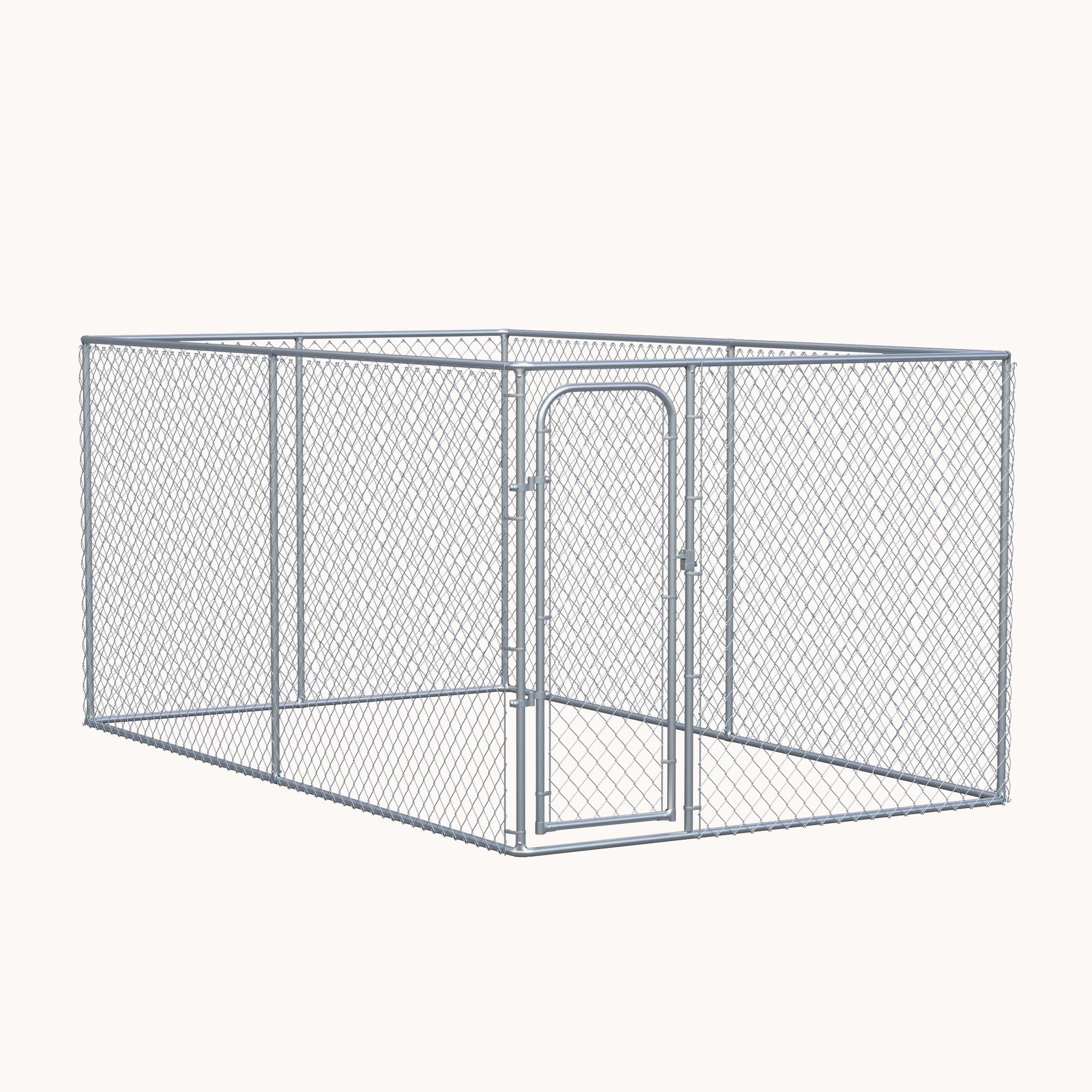 pawhut-chenil-ext-rieur-4-x-2-3-x-1-8-m-grillag-galvanis-avec-serrure image 1