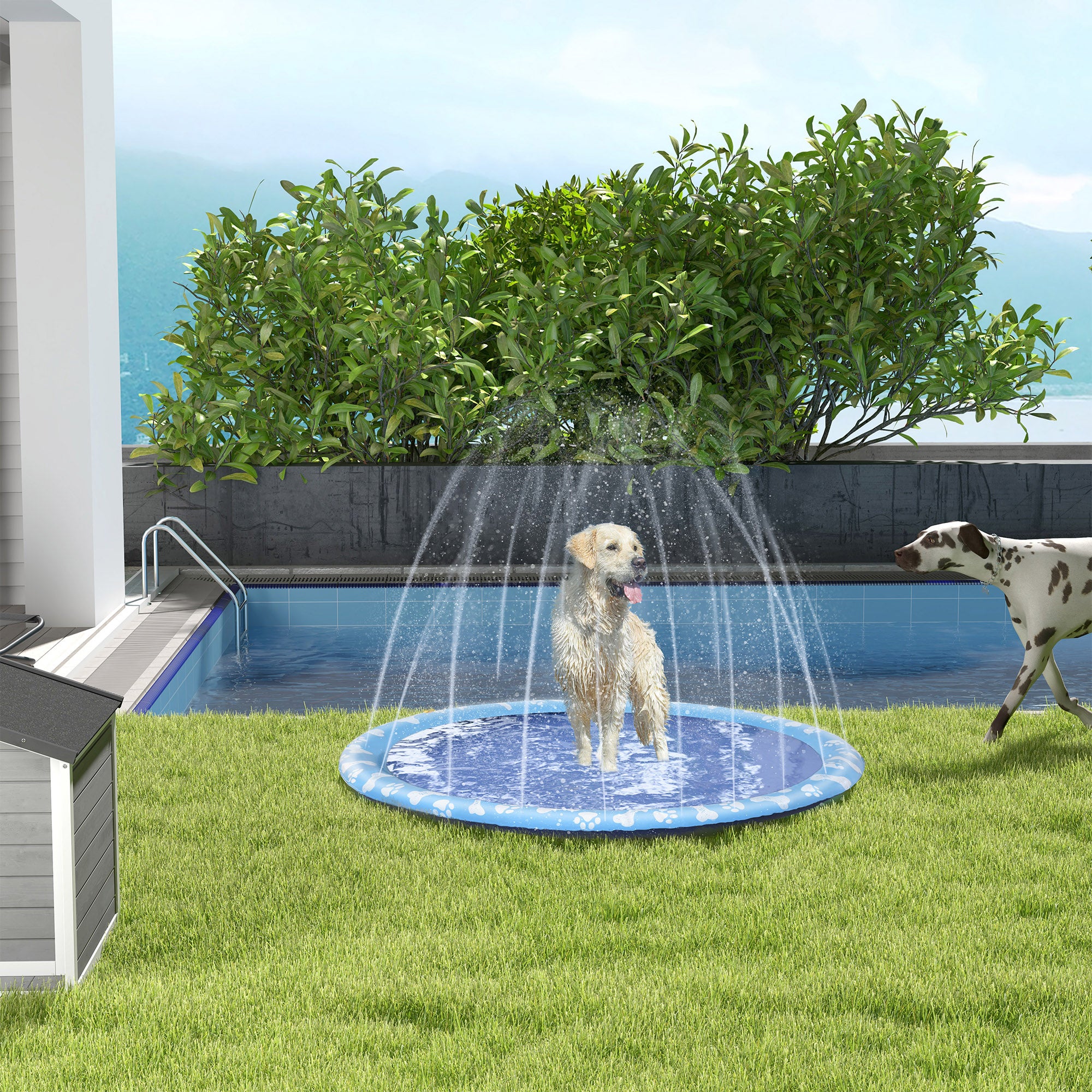 pawhut-tapis-de-jeux-d-eau-pour-chien-170-cm-antid-rapant-avec-sprinkler-bleu image 4
