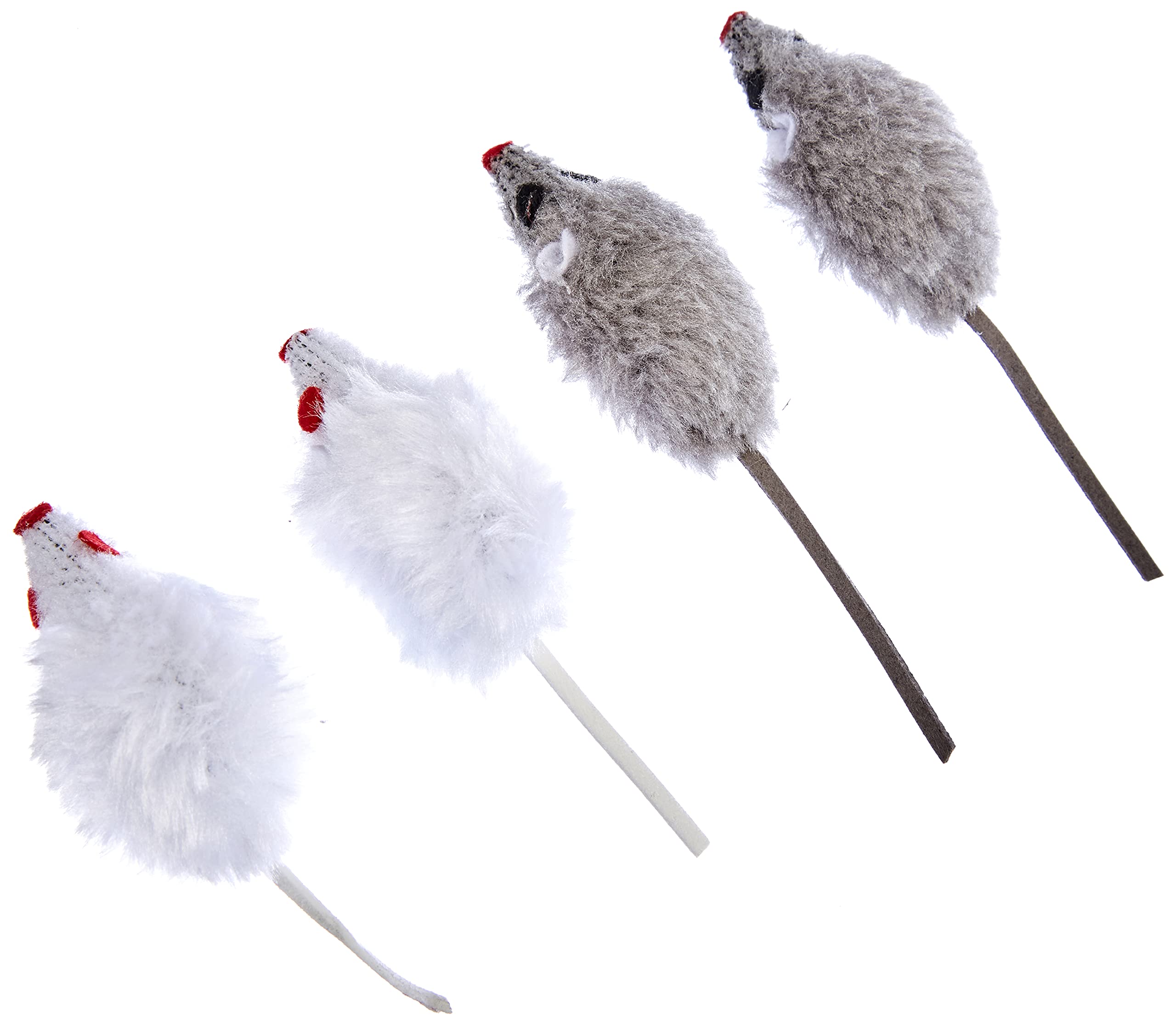kerbl-84255-souris-pour-chat-gris-blanc-5-cm-lot-de-4-avec-herbe-chat image 1