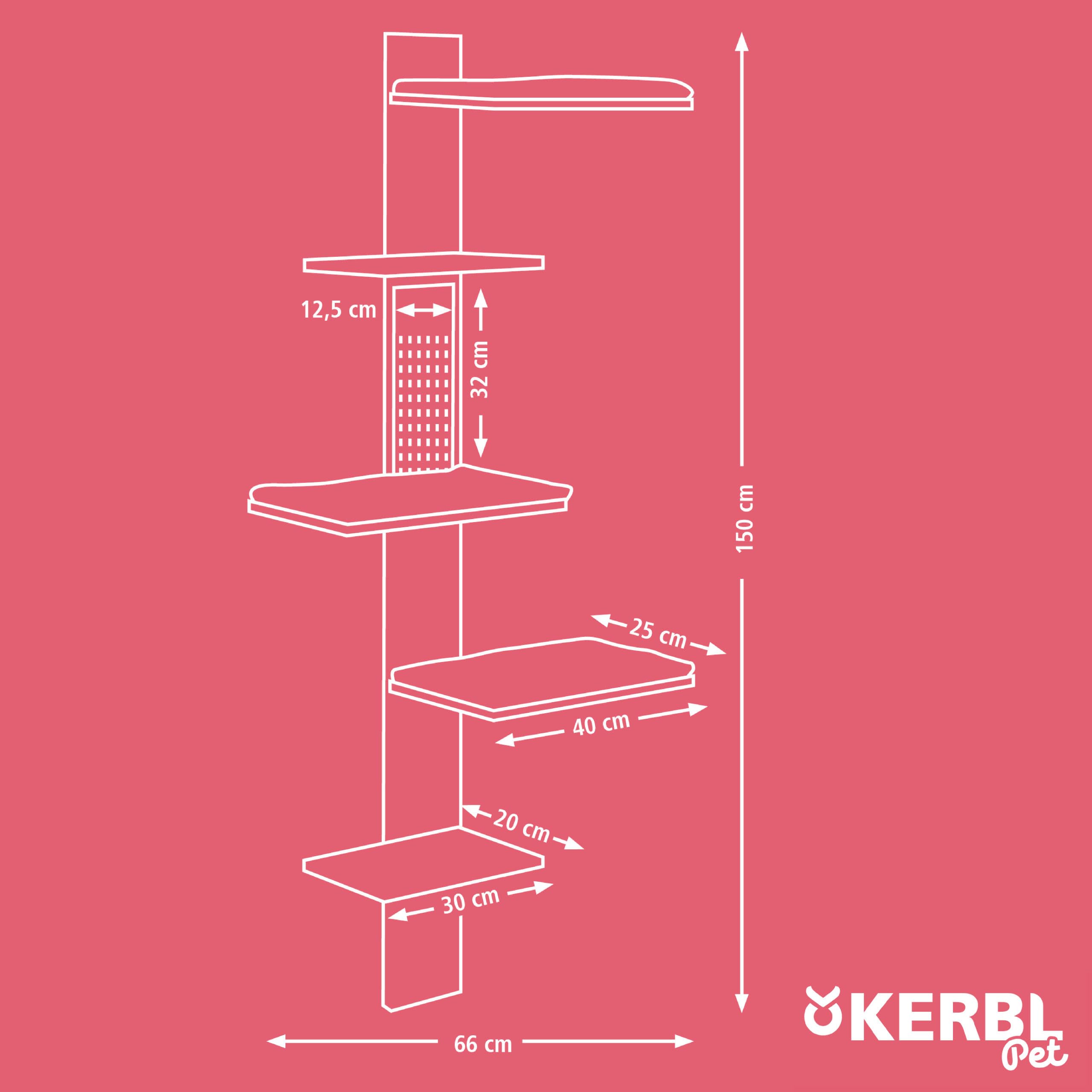 kerbl-pet-timber-arbre-chat-mural-150-cm-bois-massif-3-couchages image 6