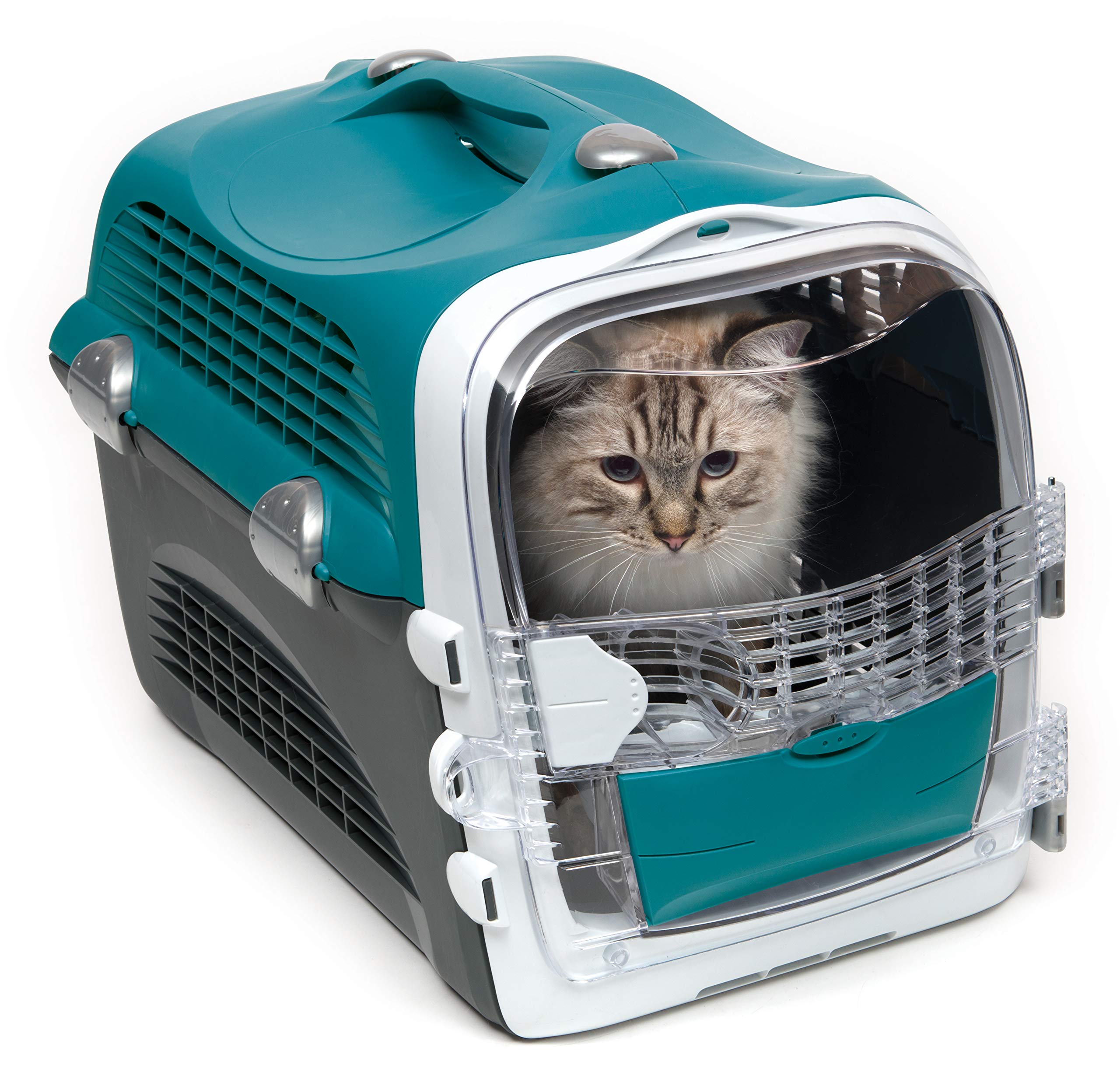 catit-design-cabrio-cage-de-transport-chat-turquoise-multifonction image 1