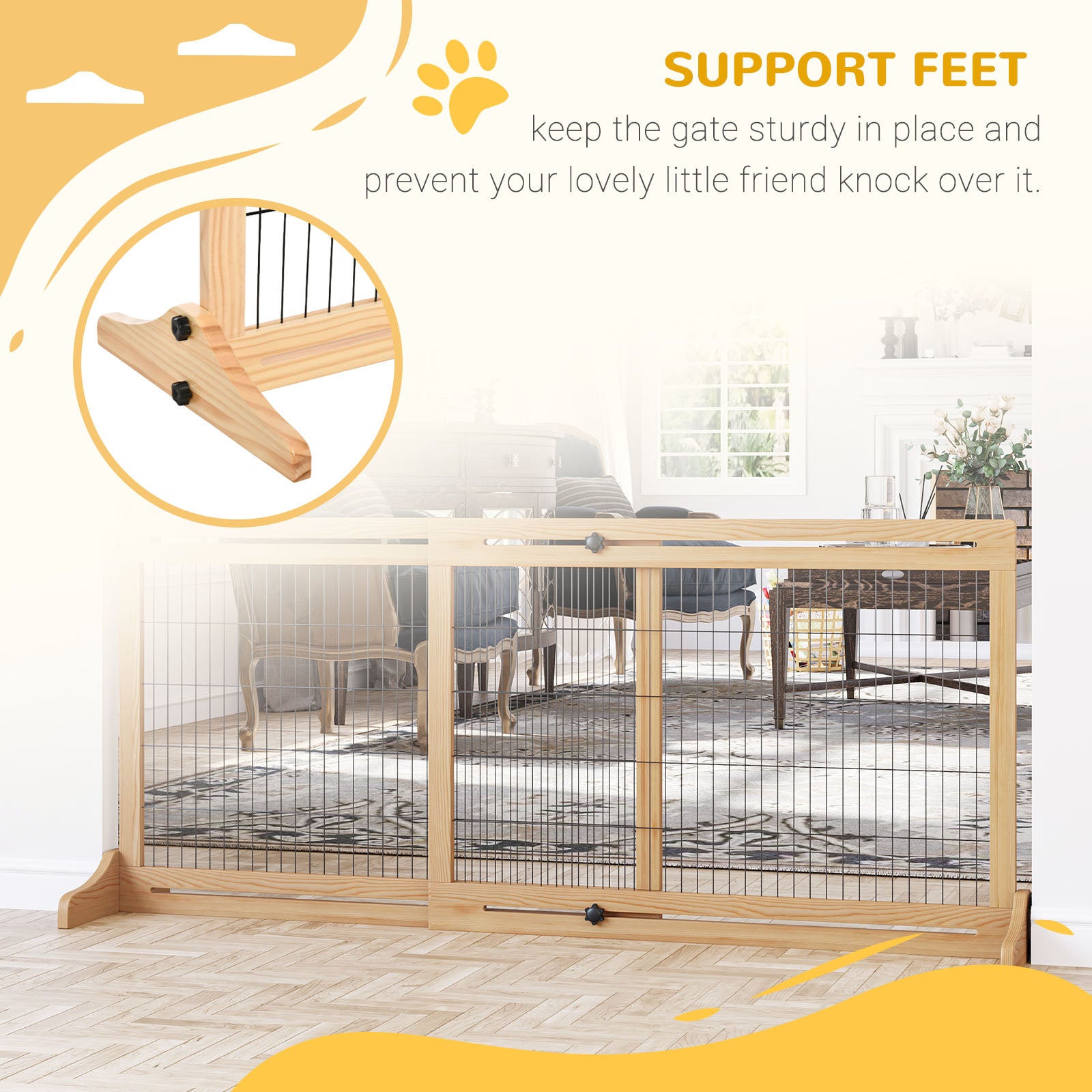 pawhut-barri-re-pour-animaux-autoportante-extra-large-naturel-longueur-r-glable image 8