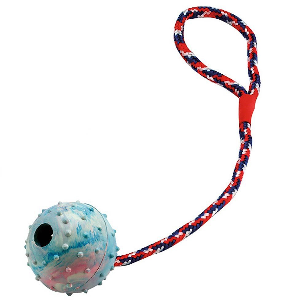 kerbl-pet-balle-sur-corde-jouet-pour-chien-30-cm-6-cm-bleu-rouge-blanc-avec-cloc image 2