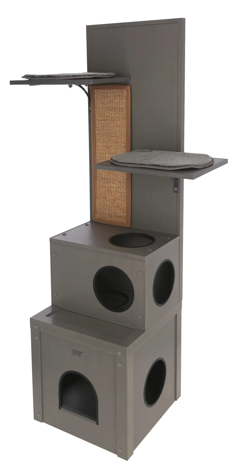 kerbl-pet-maison-de-jeux-chat-eco-alex-gris-42x42x152-5-cm image 1