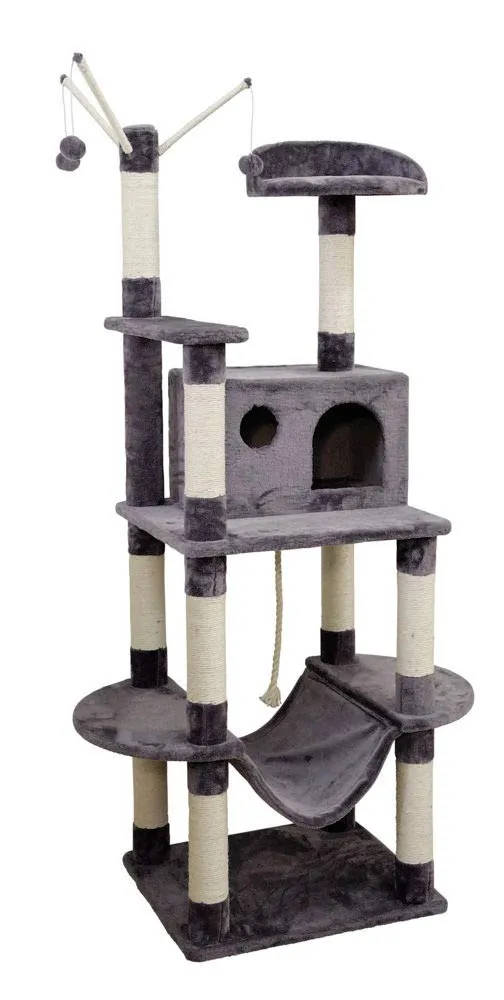 kerbl-pet-matteo-arbre-chat-gris-180-cm-avec-grotte-xxl-et-hamac image 1