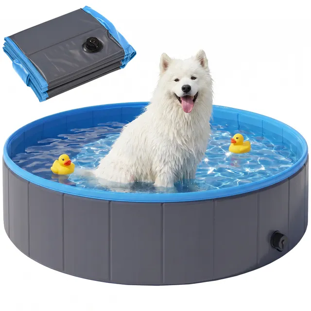 pawhut-piscine-chien-pliable-avec-fond-antid-rapant-120-x-30-cm-adaptateur-tuyau image 1