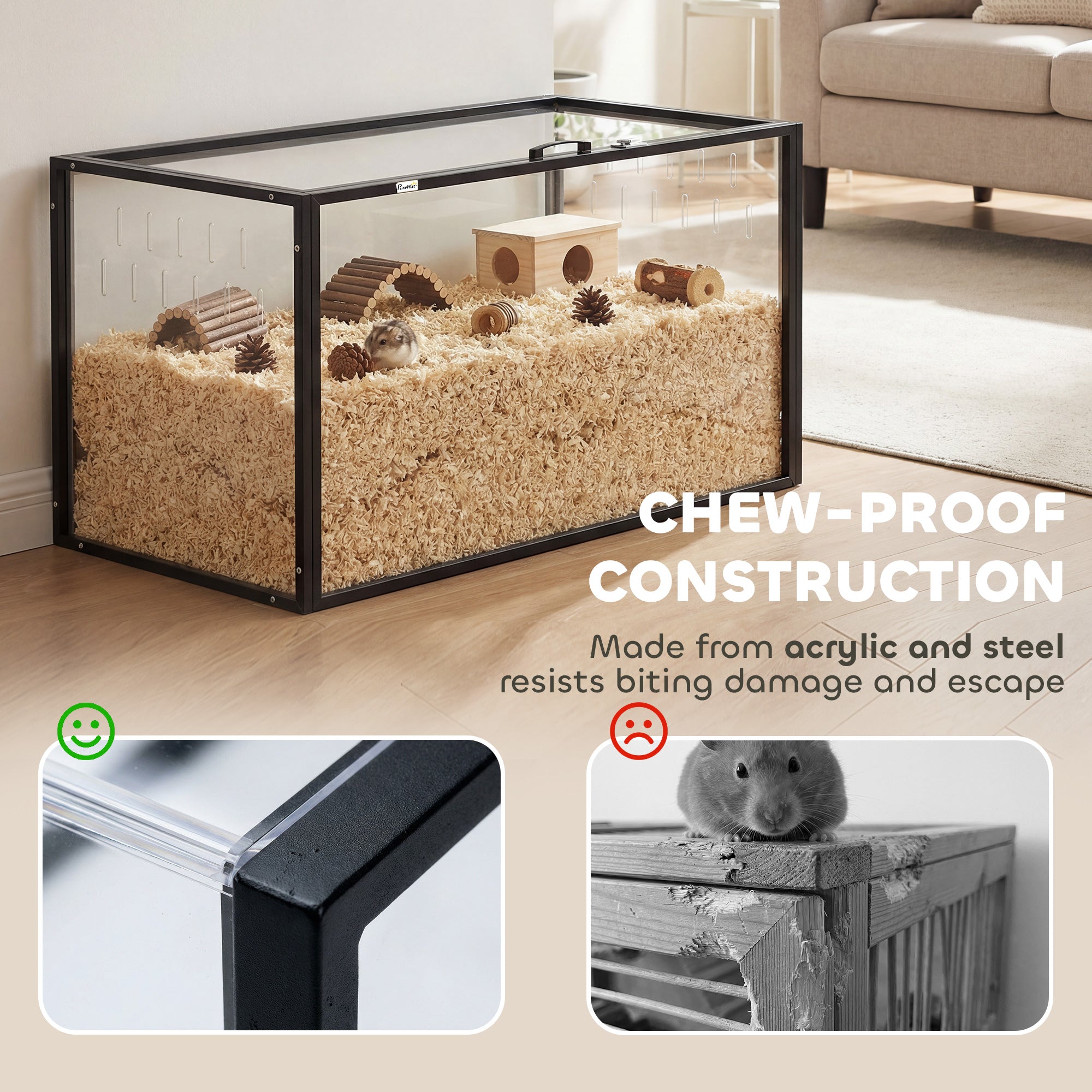 pawhut-cage-pour-hamster-en-acrylique-grand-format-avec-toit-ouvrant-pour-petits image 7