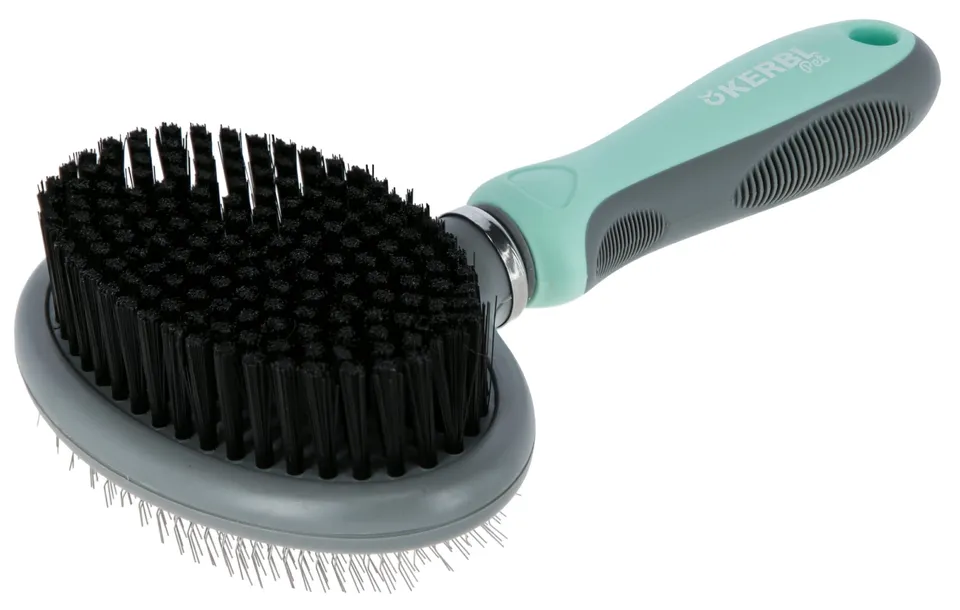 kerbl-pet-brosse-double-flexible-turquoise-gris-20-x-11-5-cm image 1