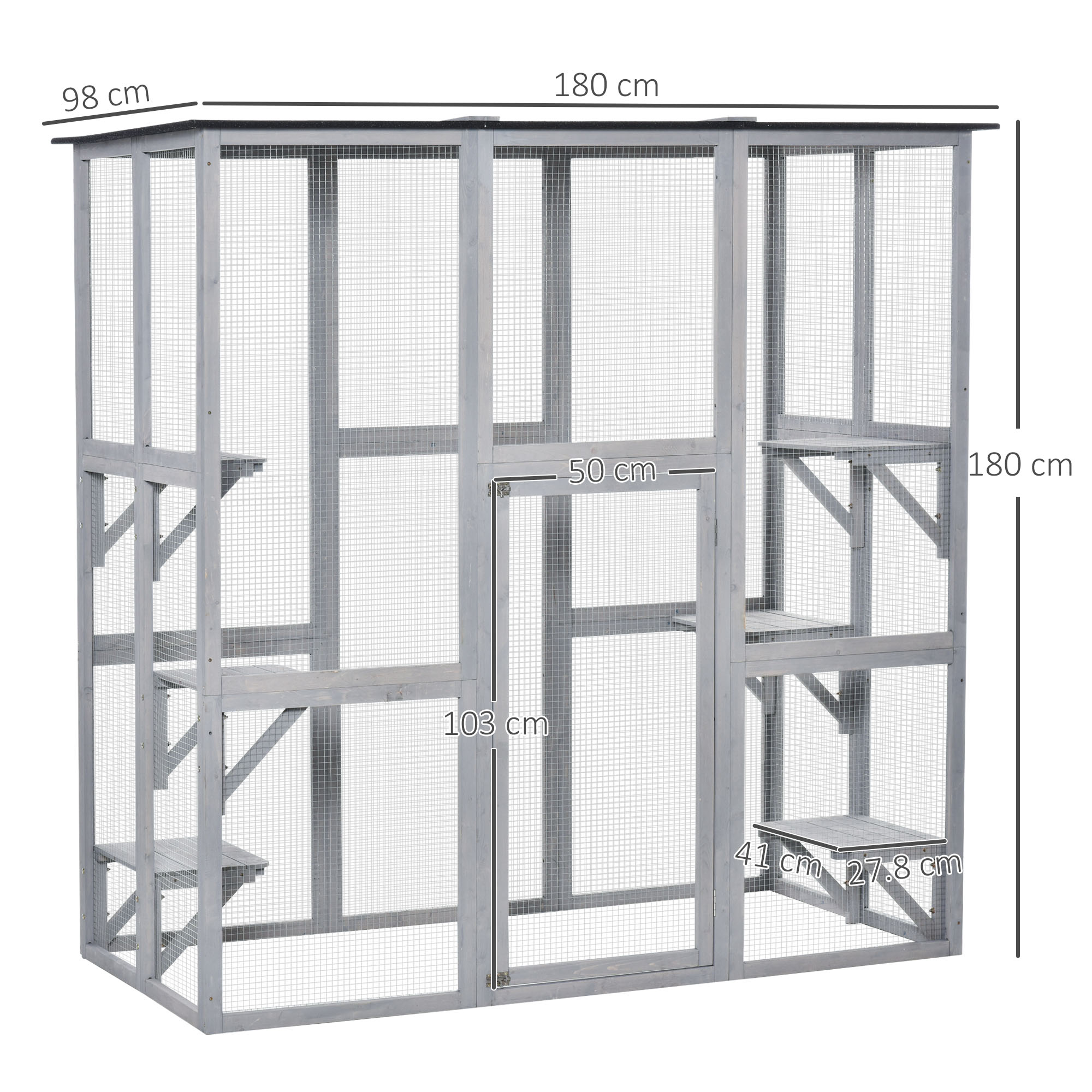 pawhut-catio-multi-chats-ext-rieur-imperm-able-180-x-98-x-180-cm-avec-plateforme image 5