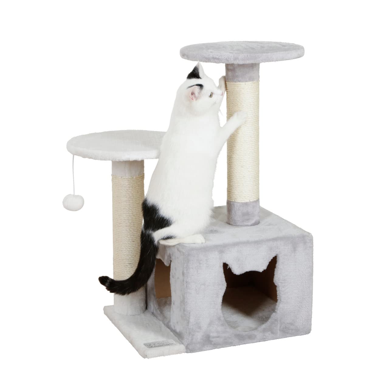 kerbl-pet-saphir-light-arbre-chat-60x50x80cm-blanc-gris-bois-peluche-sisal image 4