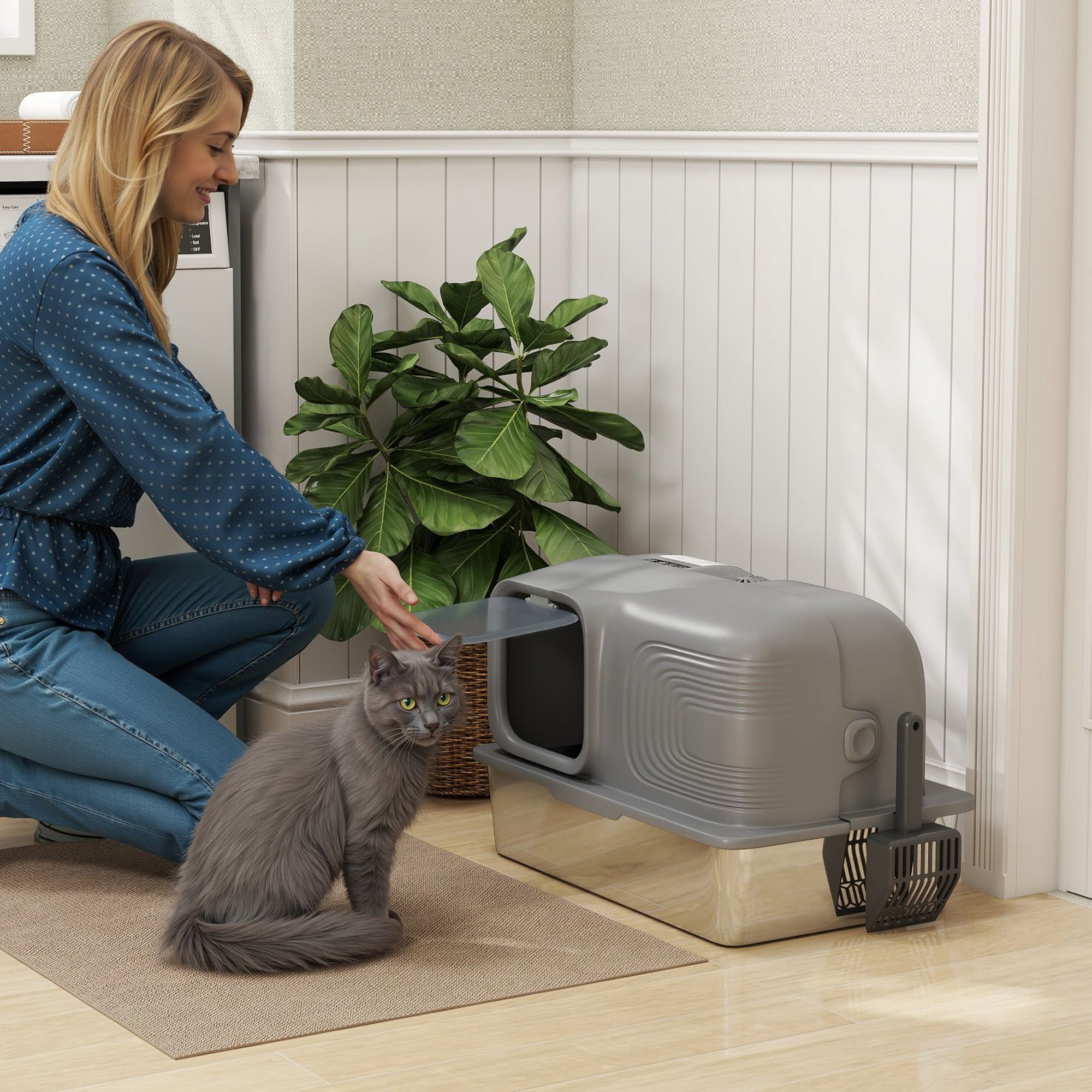 pawhut-bac-liti-re-xl-65-l-inox-avec-d-sodorisant-plasma-anti-odeur image 3