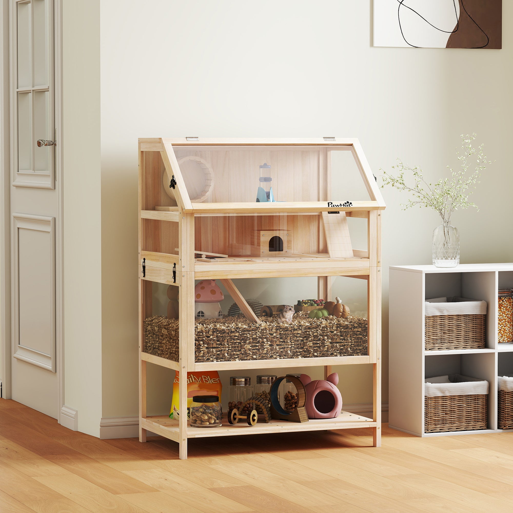 pawhut-cage-hamster-3-niveaux-avec-roue-et-maison-80-cm image 4