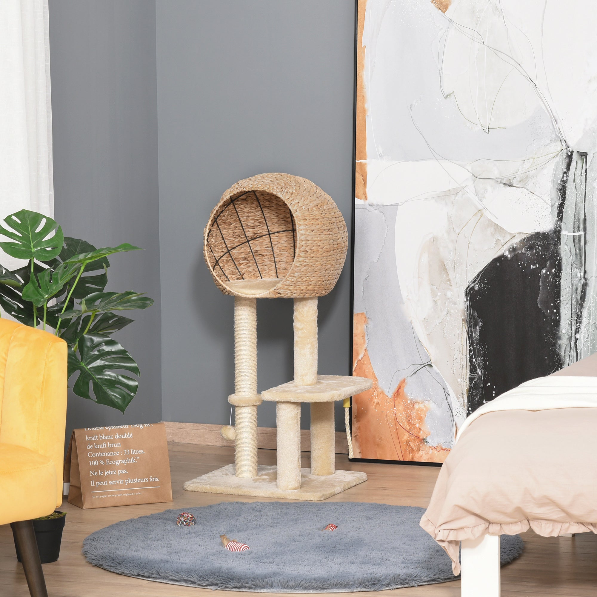 pawhut-arbre-chat-multi-niveaux-39-avec-grattoir-en-sisal-et-condo image 4