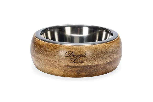 karlie-lotte-mandira-gamelle-bois-avec-2-bols-inox-marron image 1