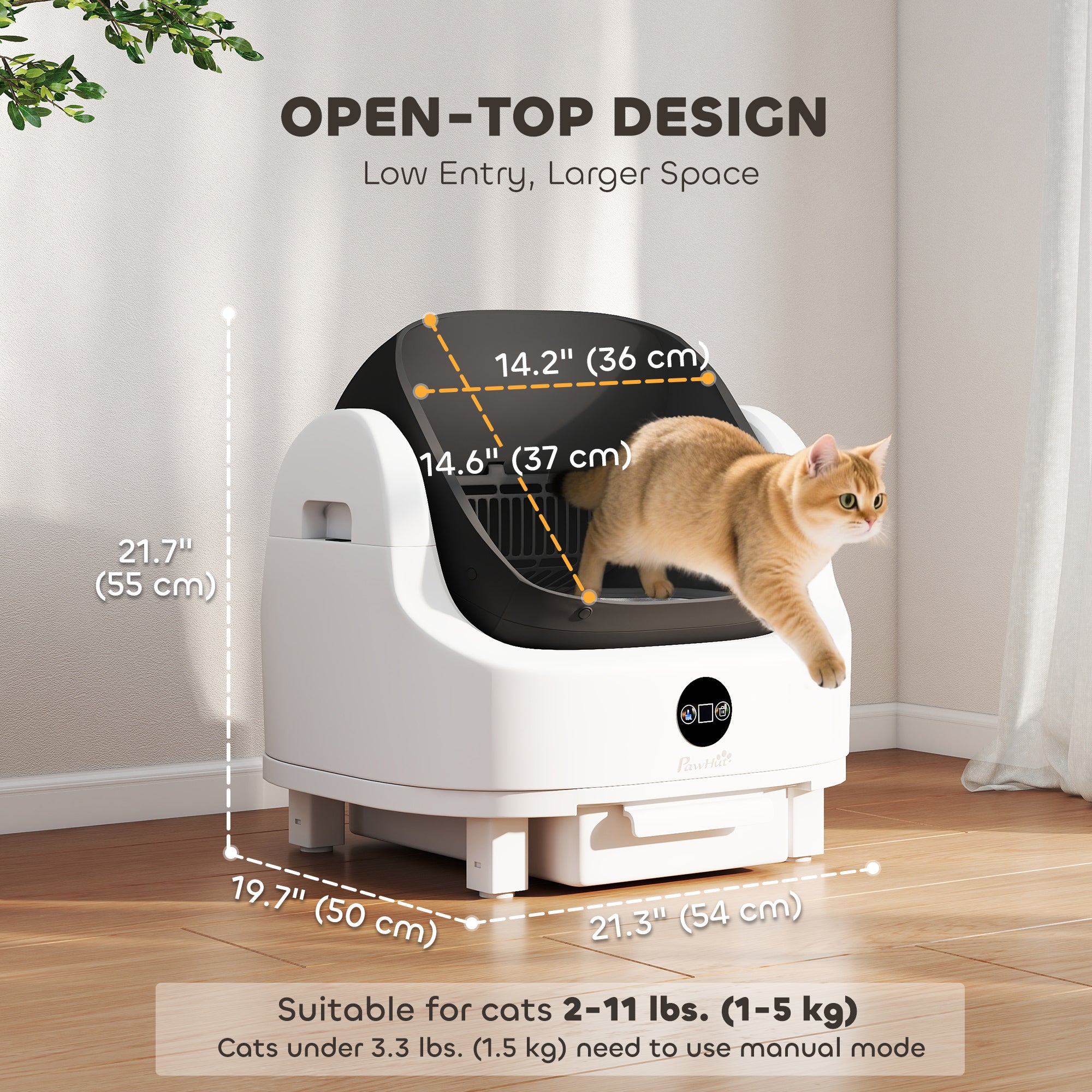 pawhut-liti-re-chat-automatique-ouverte-avec-bac-anti-odeur image 5