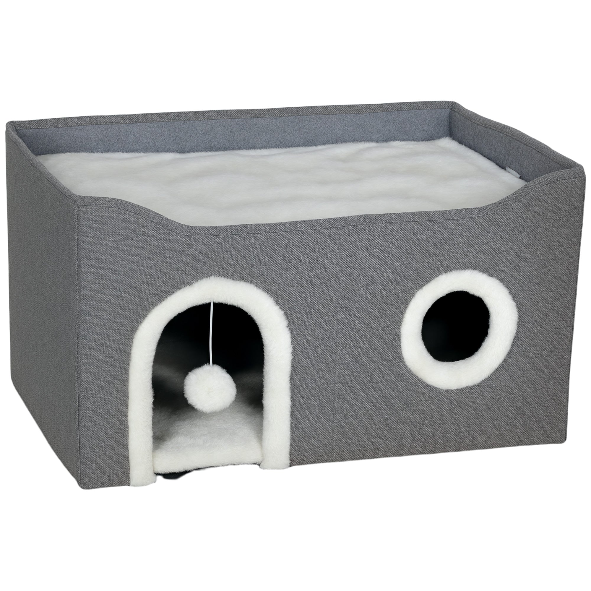 pawhut-maison-pour-chat-cosy-avec-griffoir-coussin-et-design-pliable image 2