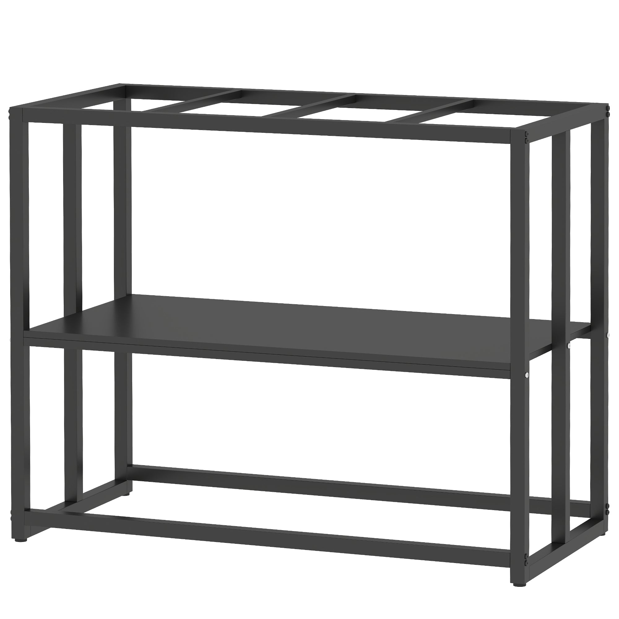 pawhut-meuble-support-aquarium-40-gallons-acier-avec-tag-re-93-x-47-x-76-cm-noir image 2