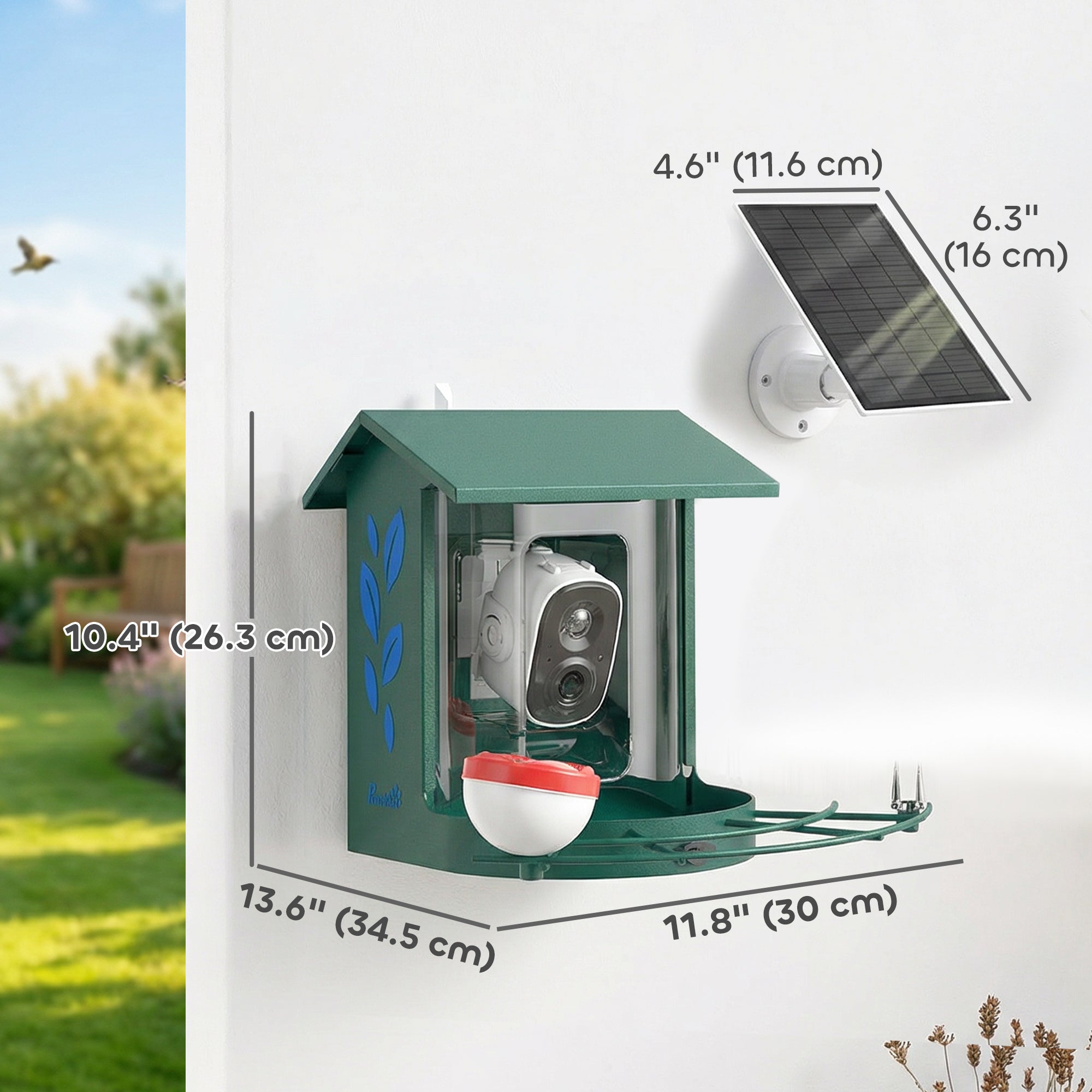 pawhut-mangeoire-oiseaux-connect-e-solaire-3w-avec-cam-ra-2k-ia-16000-esp-ces-et image 5
