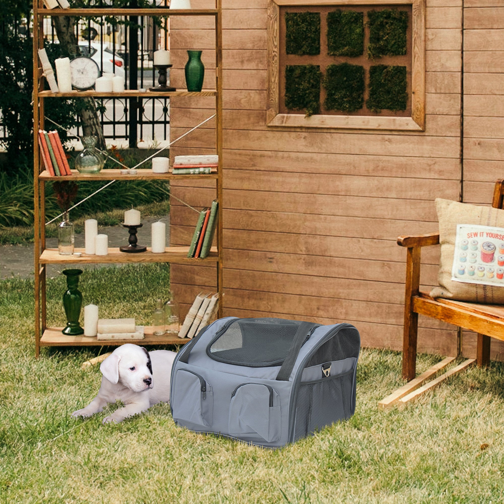 pawhut-sac-de-transport-pliable-pour-chat-et-petit-chien-41x34x30-cm-avec-fen-tr image 4