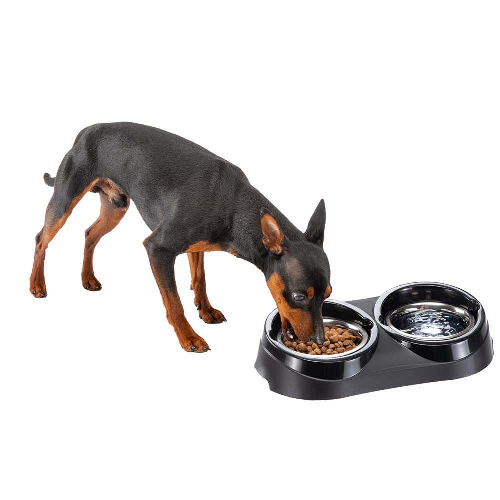 ferplast-duo-feed-1-l-support-double-gamelle-avec-2-bols-inox-pour-chien-et-chat image 2