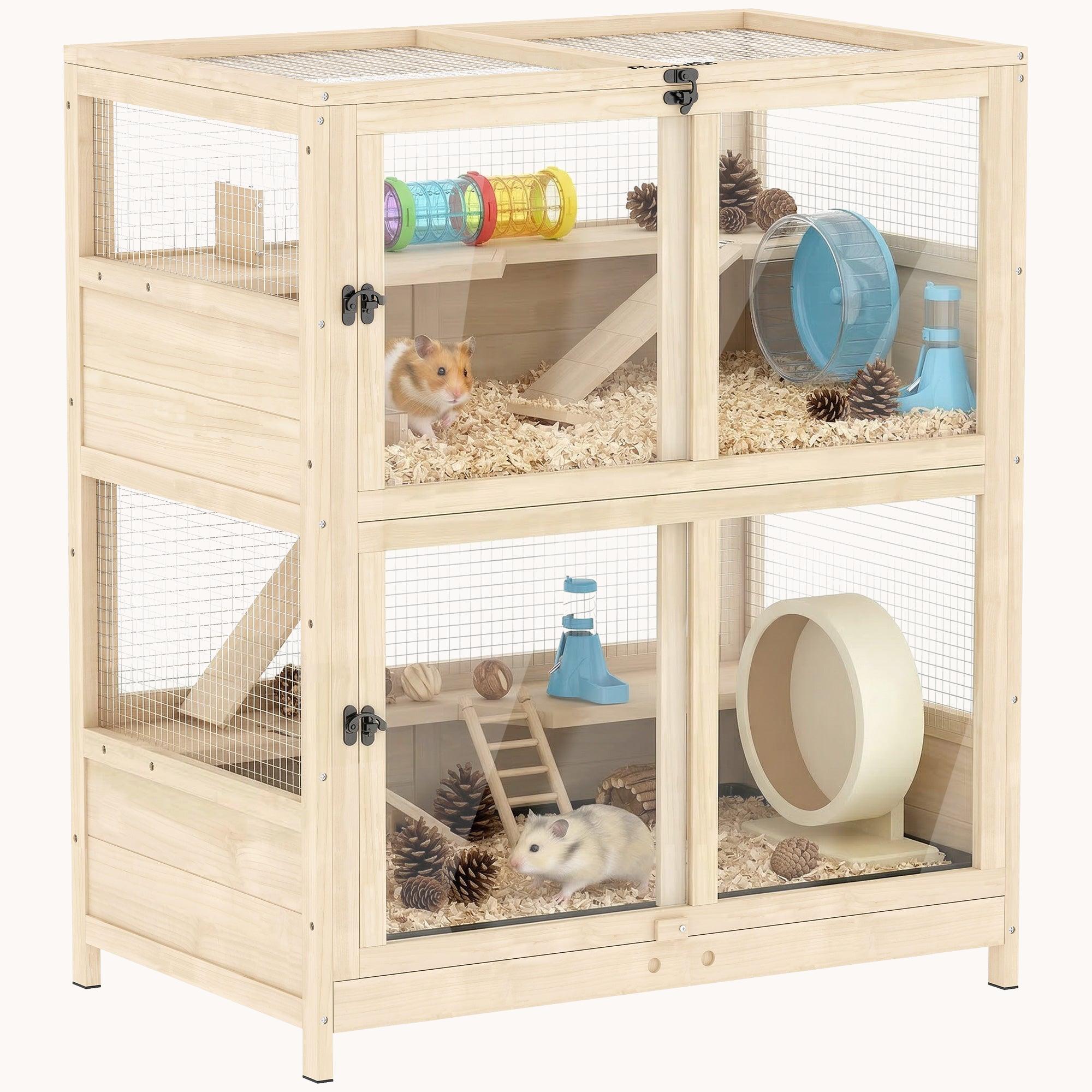 pawhut-cage-hamster-bois-4-niveaux-33-x-21-x-36-avec-toit-grillag image 1