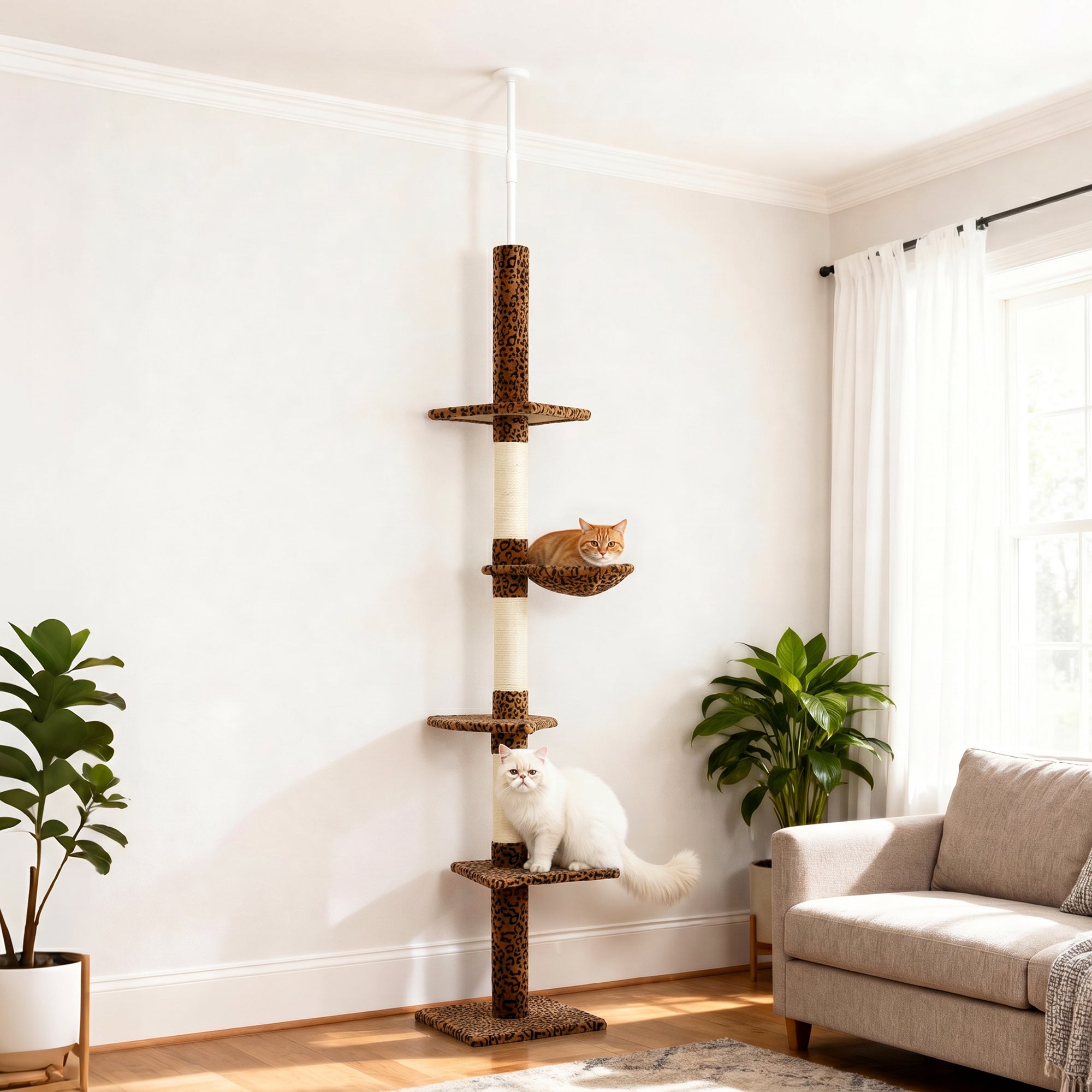 pawhut-arbre-chat-du-sol-au-plafond-91-102-5-niveaux-avec-hamac-l-opard image 4
