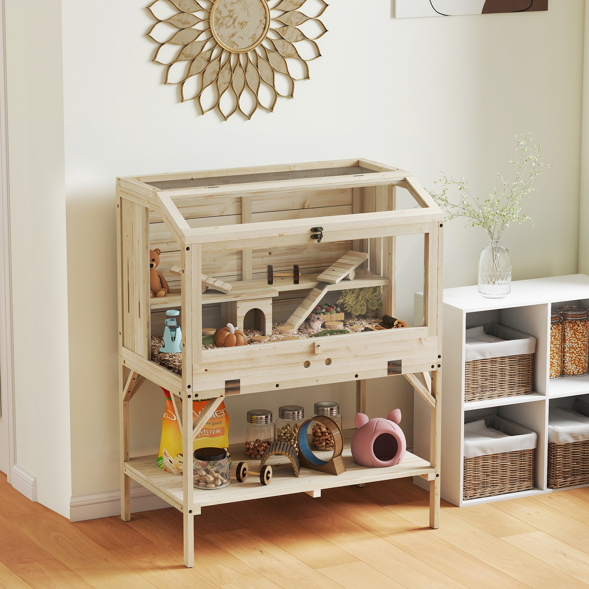 pawhut-cage-hamster-2-tages-avec-accessoires-et-rangement image 4