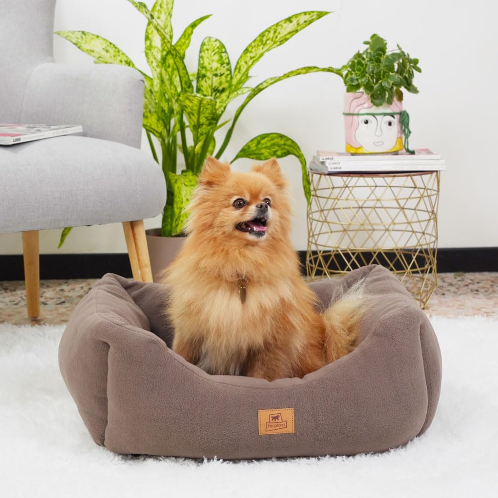 ferplast-coccolo-microfleece-50-canap-lit-pour-chiens-et-chats-taupe-55x45x20-cm image 3